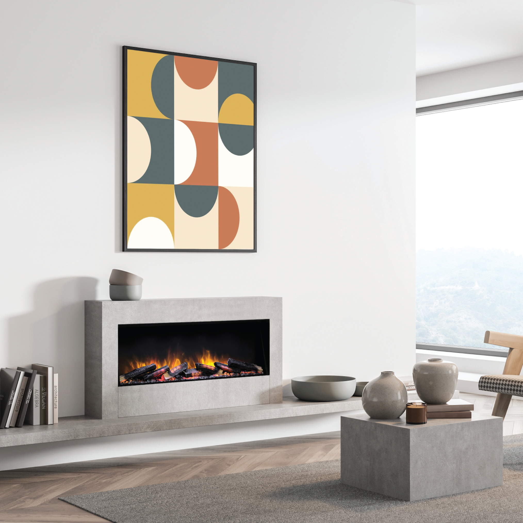 E-FX Slim Line 1000 40" Traditional Electric Fireplace with Logs