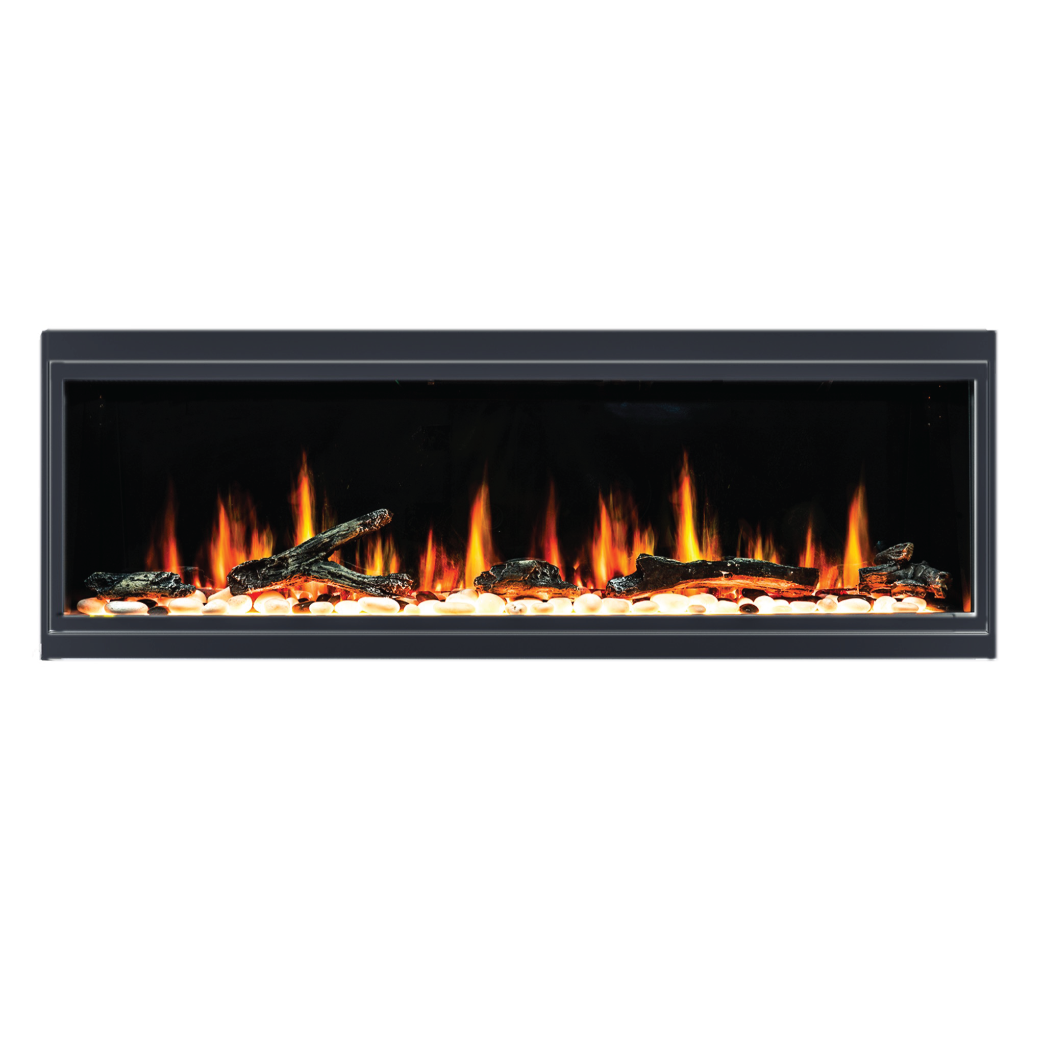 Latitude 45" Ultra Slim Built-In Electric Fireplace with Driftwood Logs and River Rock (Model ZEF45X)