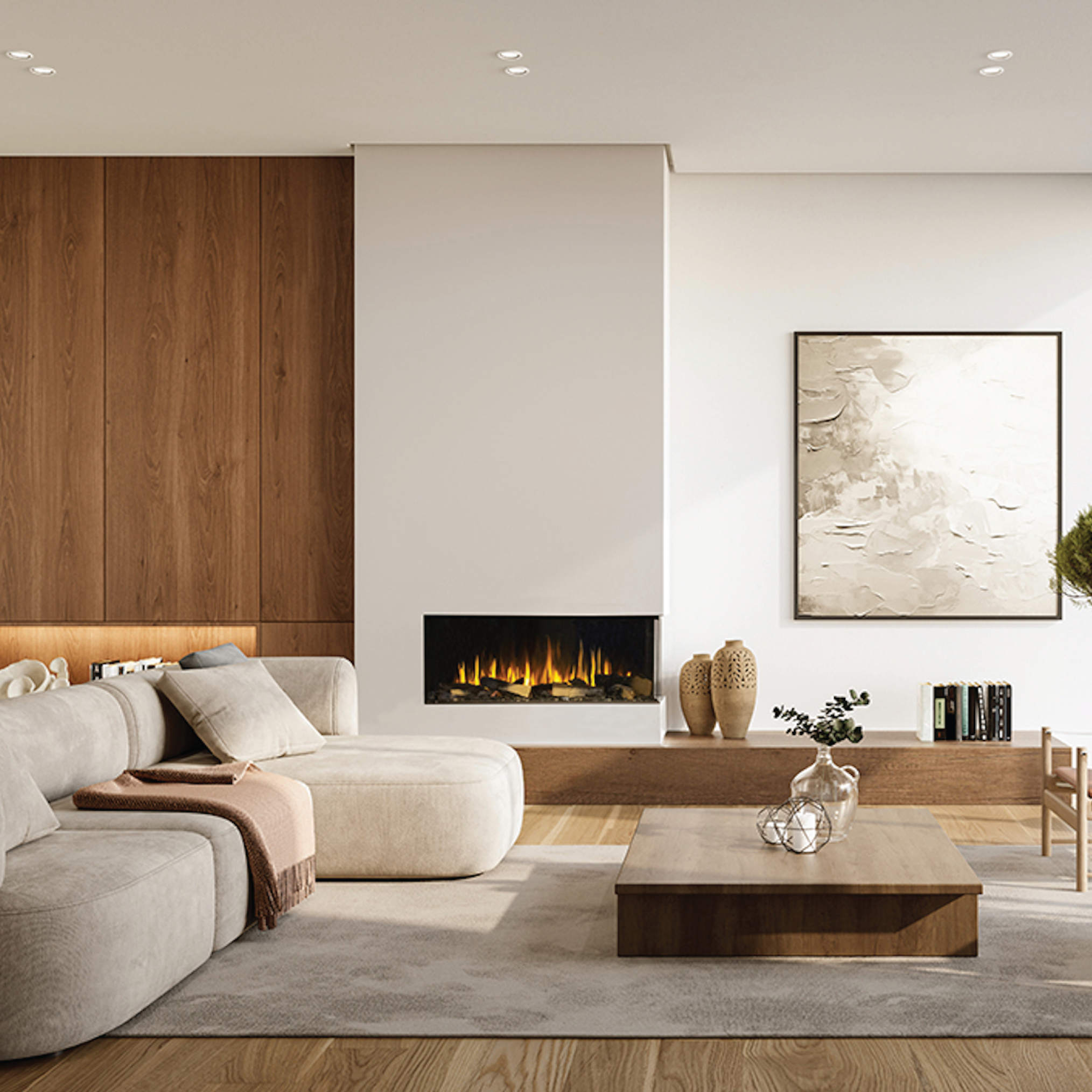 Built-In Signal 40" Linear 3-Sided Electric Fireplace with Logs