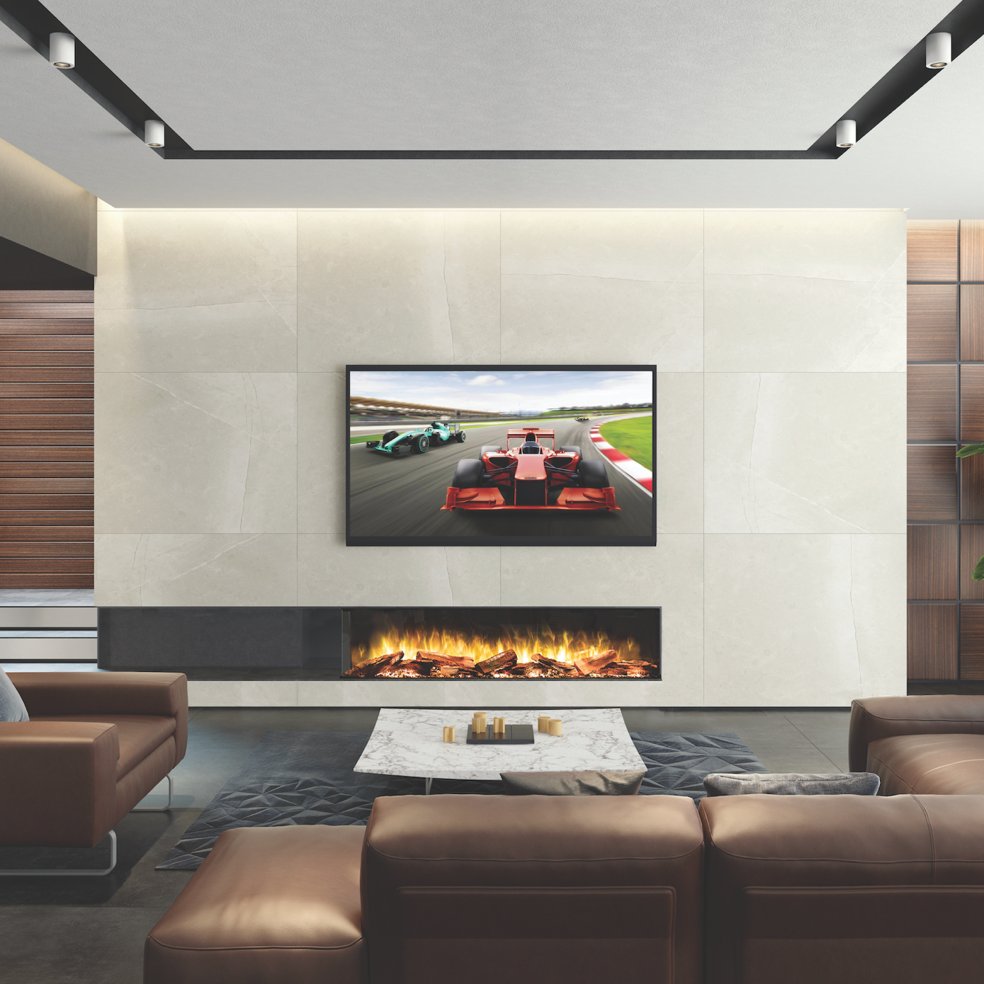 Built-In E-FX 1800 72" Linear 3-Sided Electric Fireplace with Logs