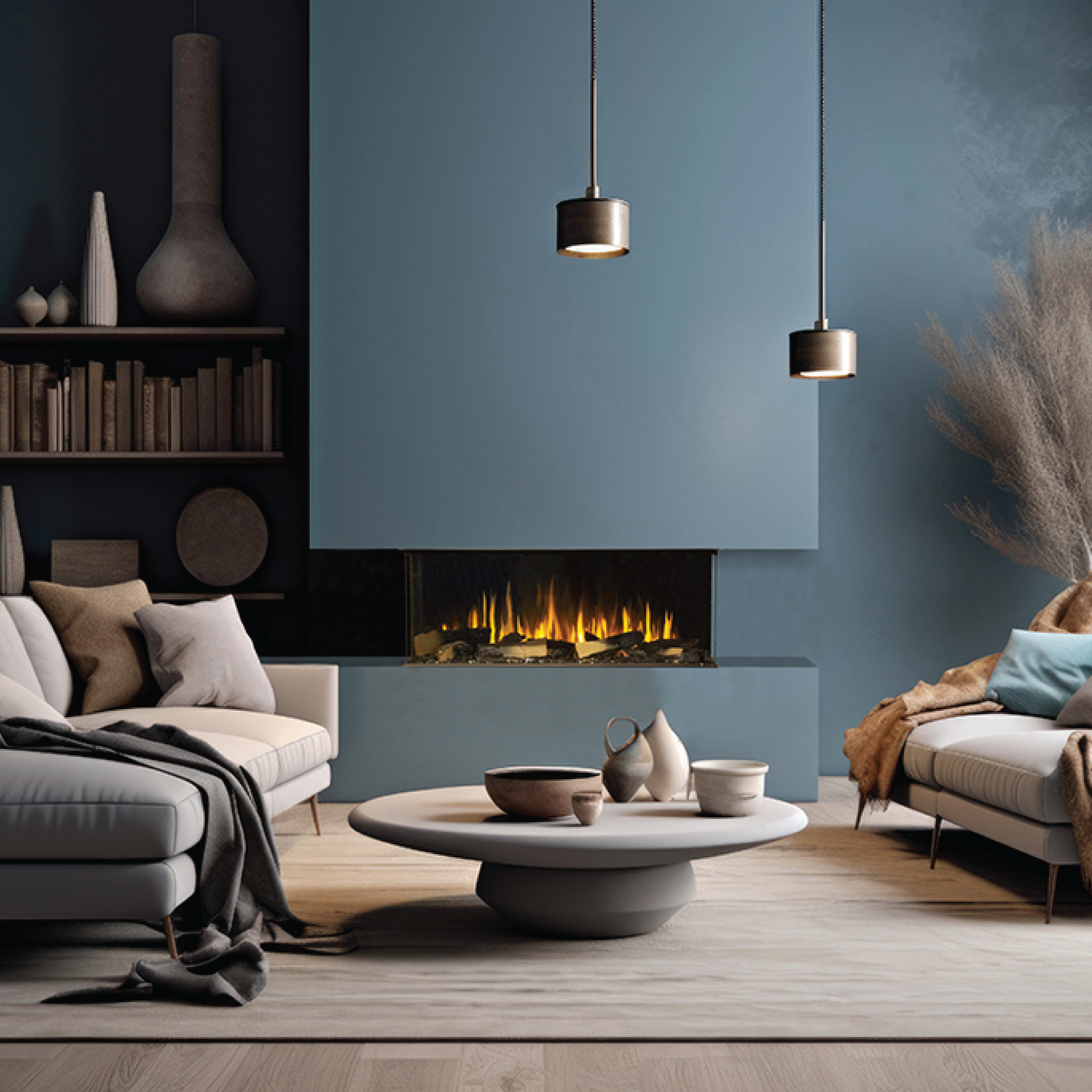 Built-In Signal 40" Linear 3-Sided Electric Fireplace with Logs