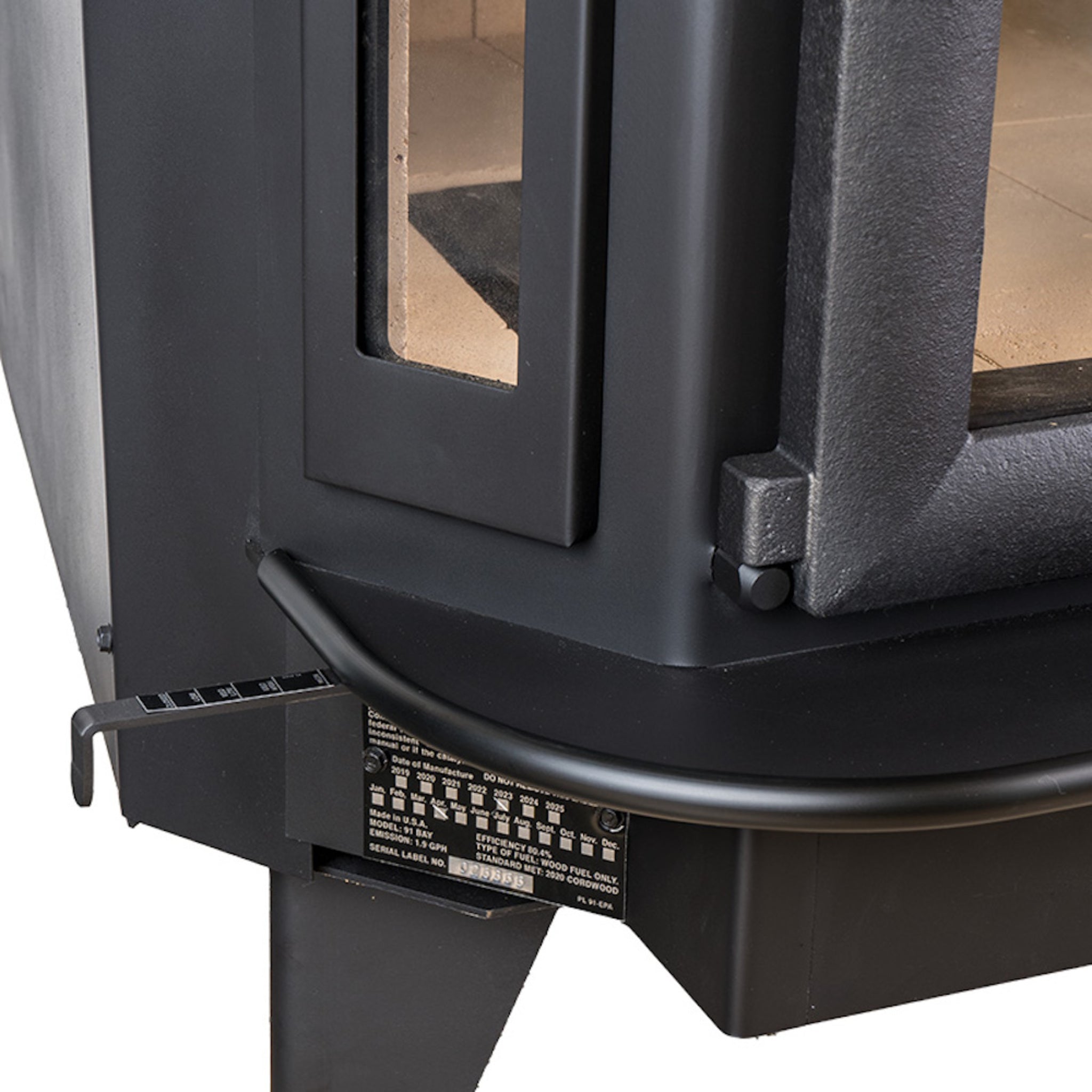 Model 91 Catalytic Wood Stove with Black Door & Black Bay Windows