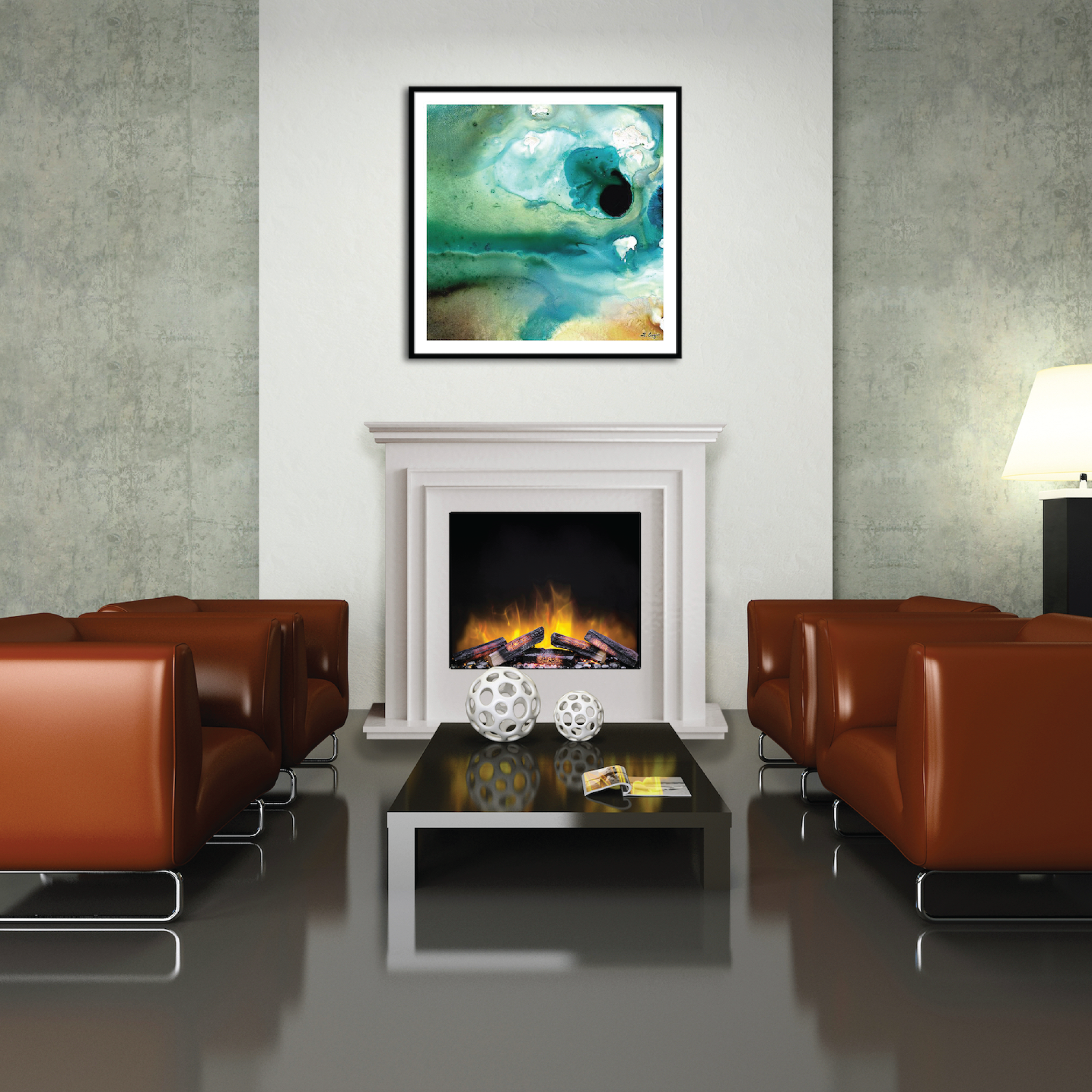 Capella Mantel in White with Slim Line 600 E-FX Electric Fireplace