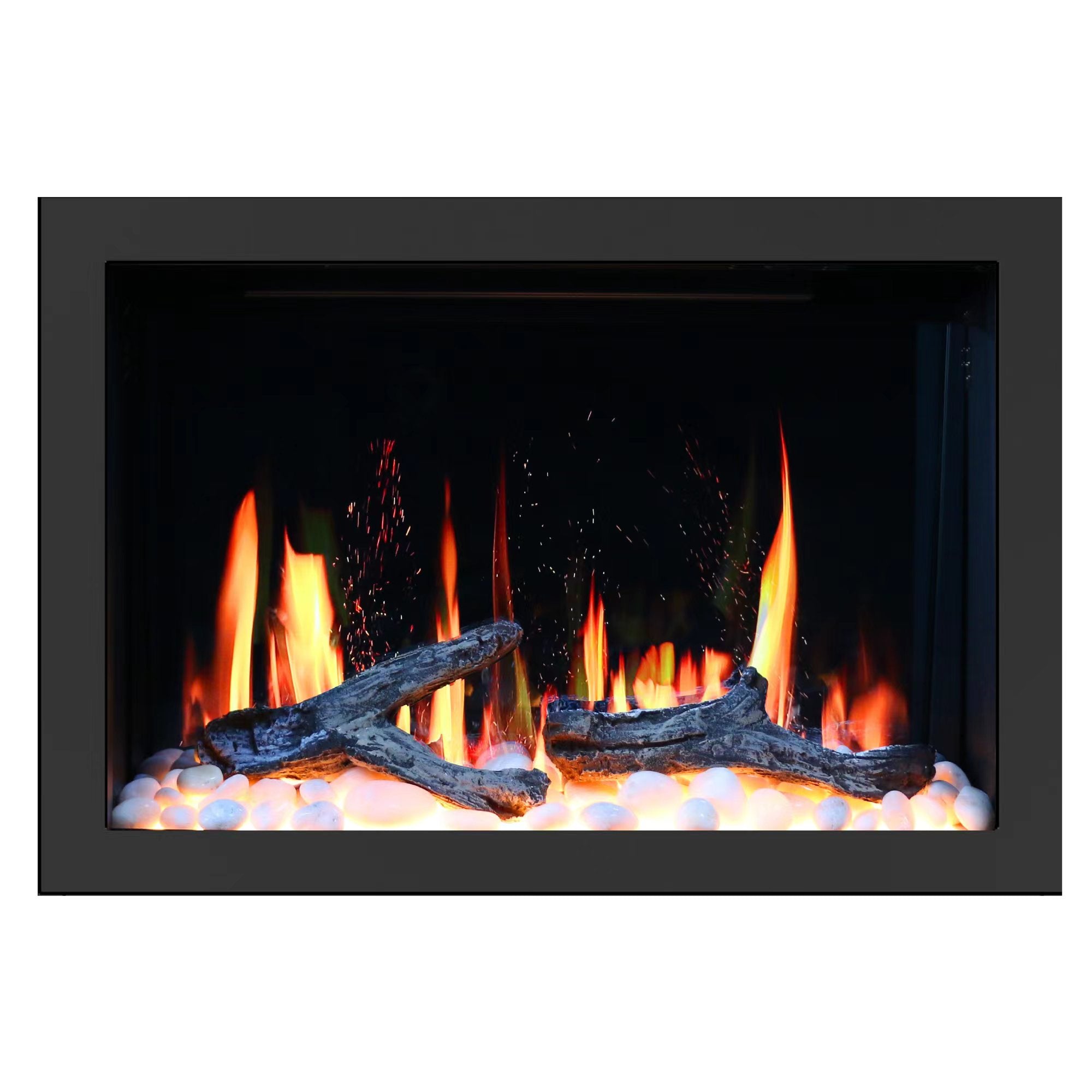 Litedeer Homes LiteStar Electric Fireplace with Driftwood Logs and River Rock