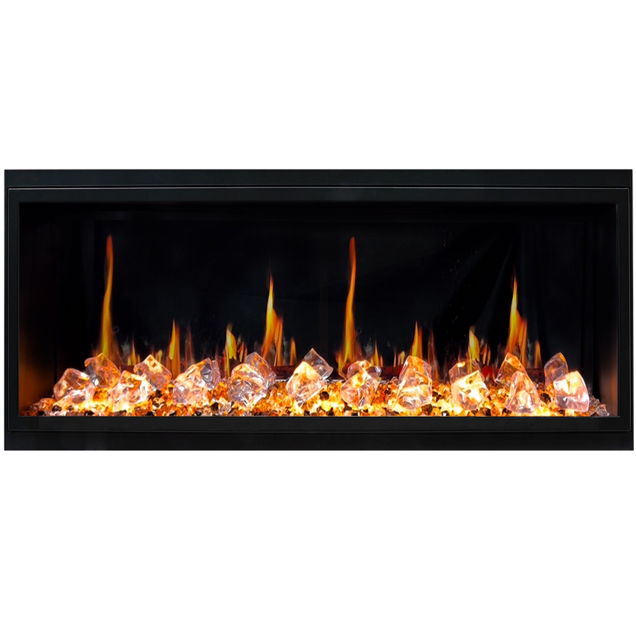Litedeer Homes Latitude Ultra Slim Built-in and Built-in Linear Electric Fireplace with Crushed Ice Rocks