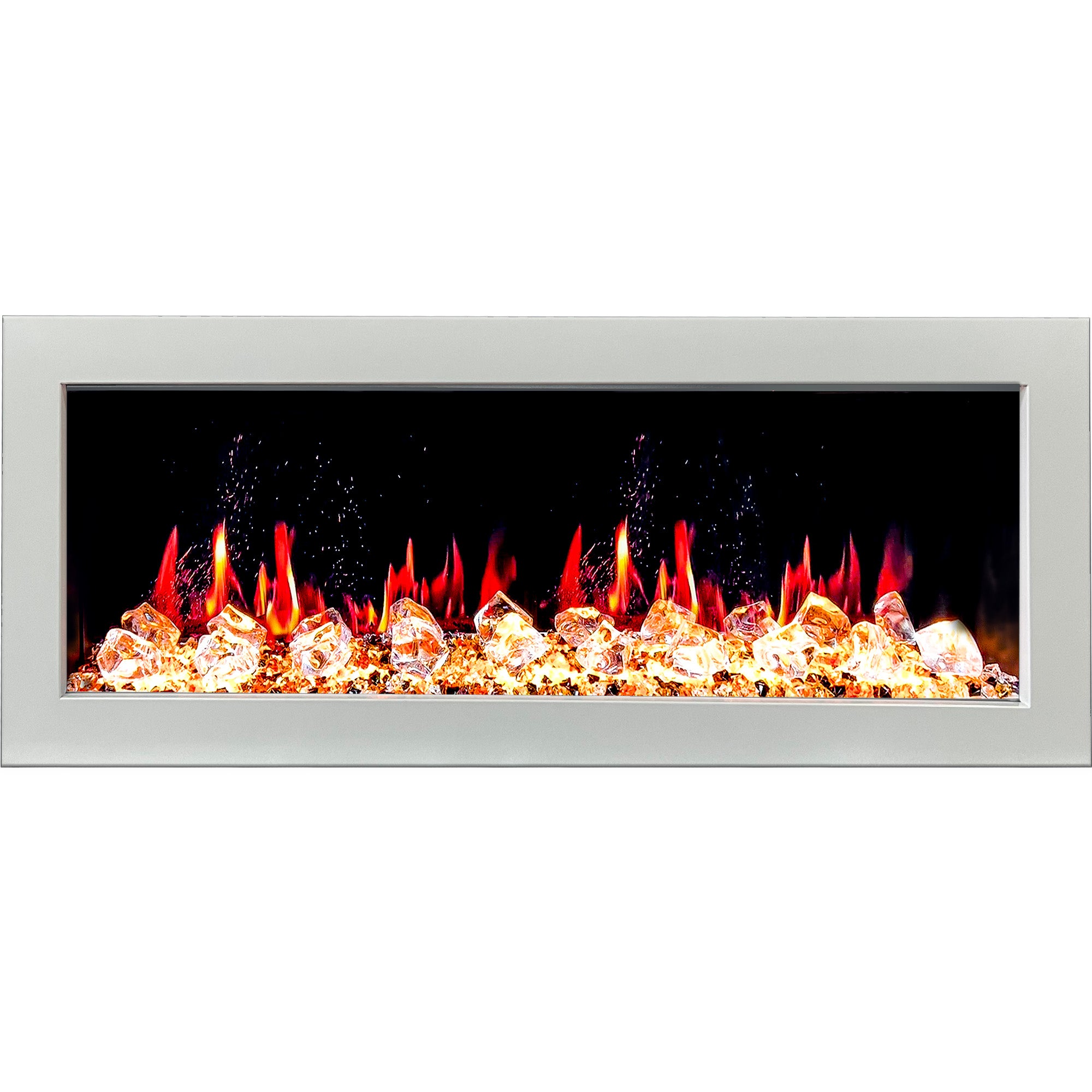 Litedeer Homes Glora II Seamless Push-In Electric Fireplace with Crushed Ice Rock