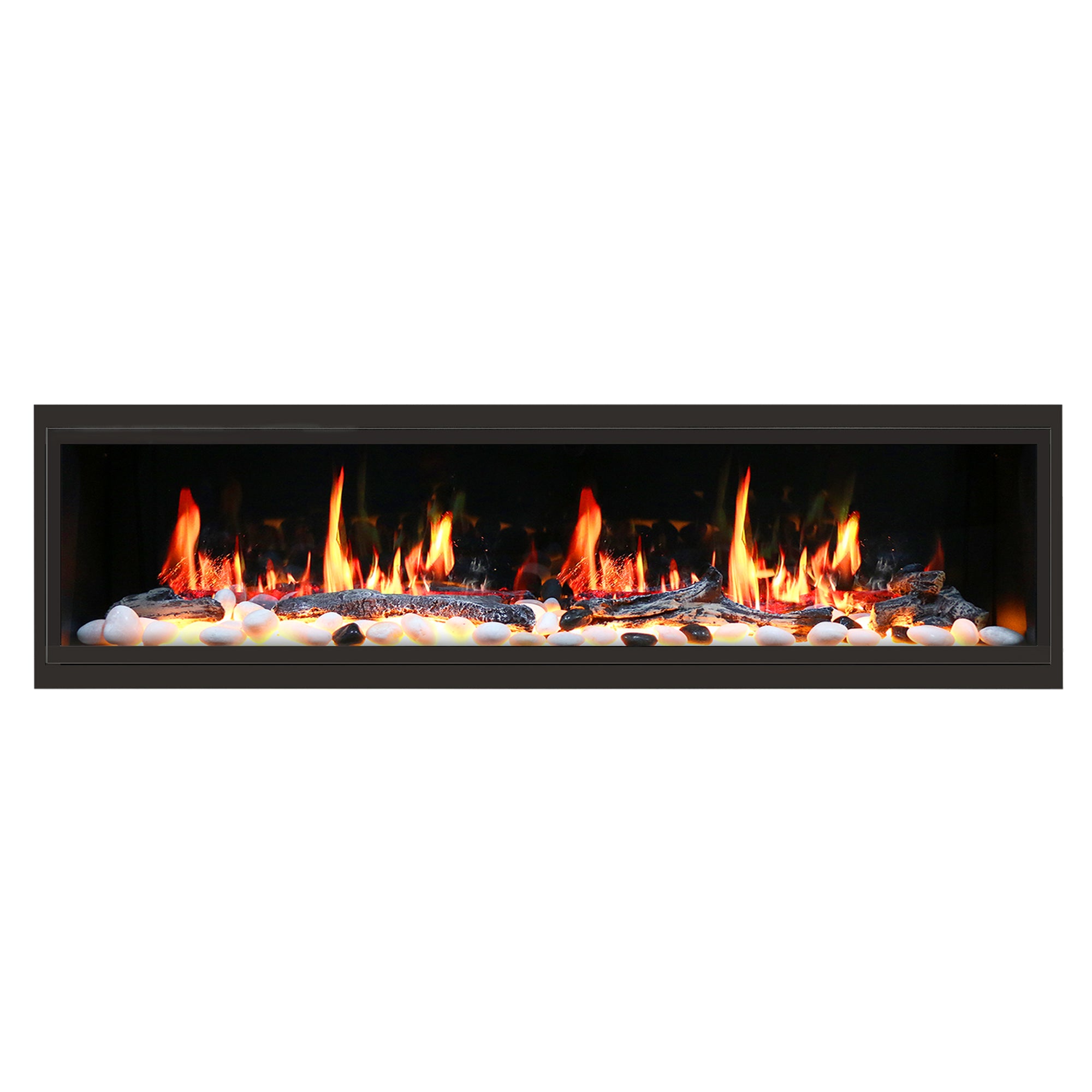 Latitude 65" Ultra Slim Built-In Electric Fireplace with Driftwood Logs and River Rock (Model ZEF65X)