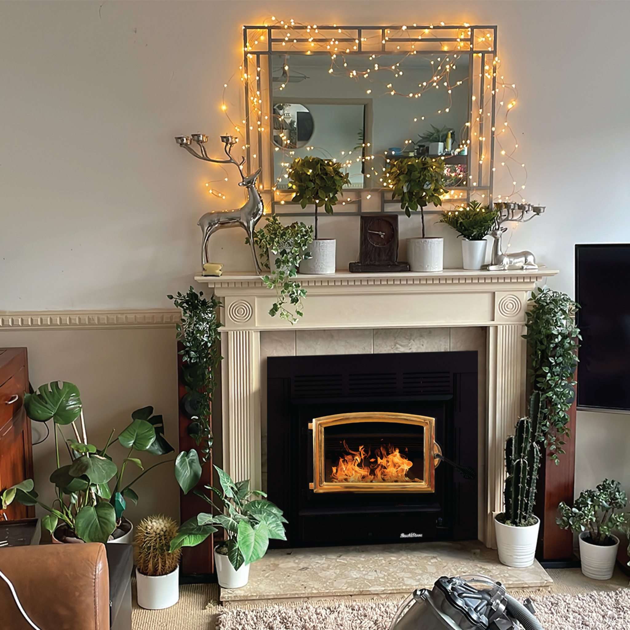 Model Zero-Clearance 21 Non-Catalytic Wood Fireplace with Black Door & Standard Blower Assembly
