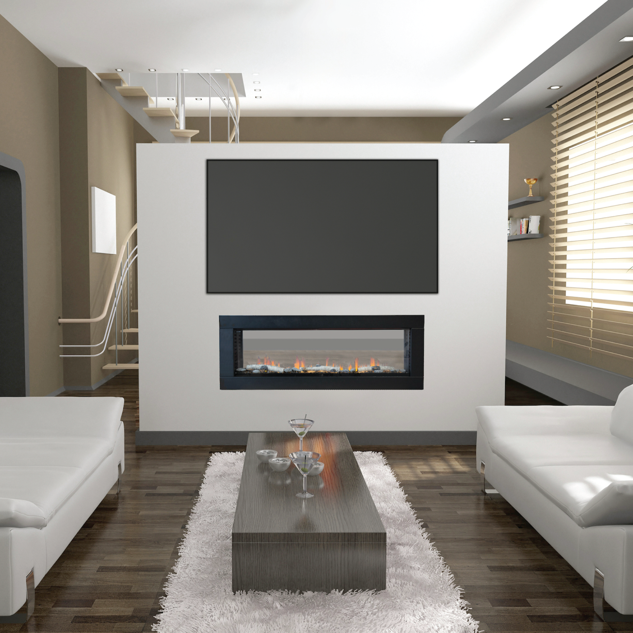 Built-In Optica 50" Linear See-Through Electric Fireplace with Logs