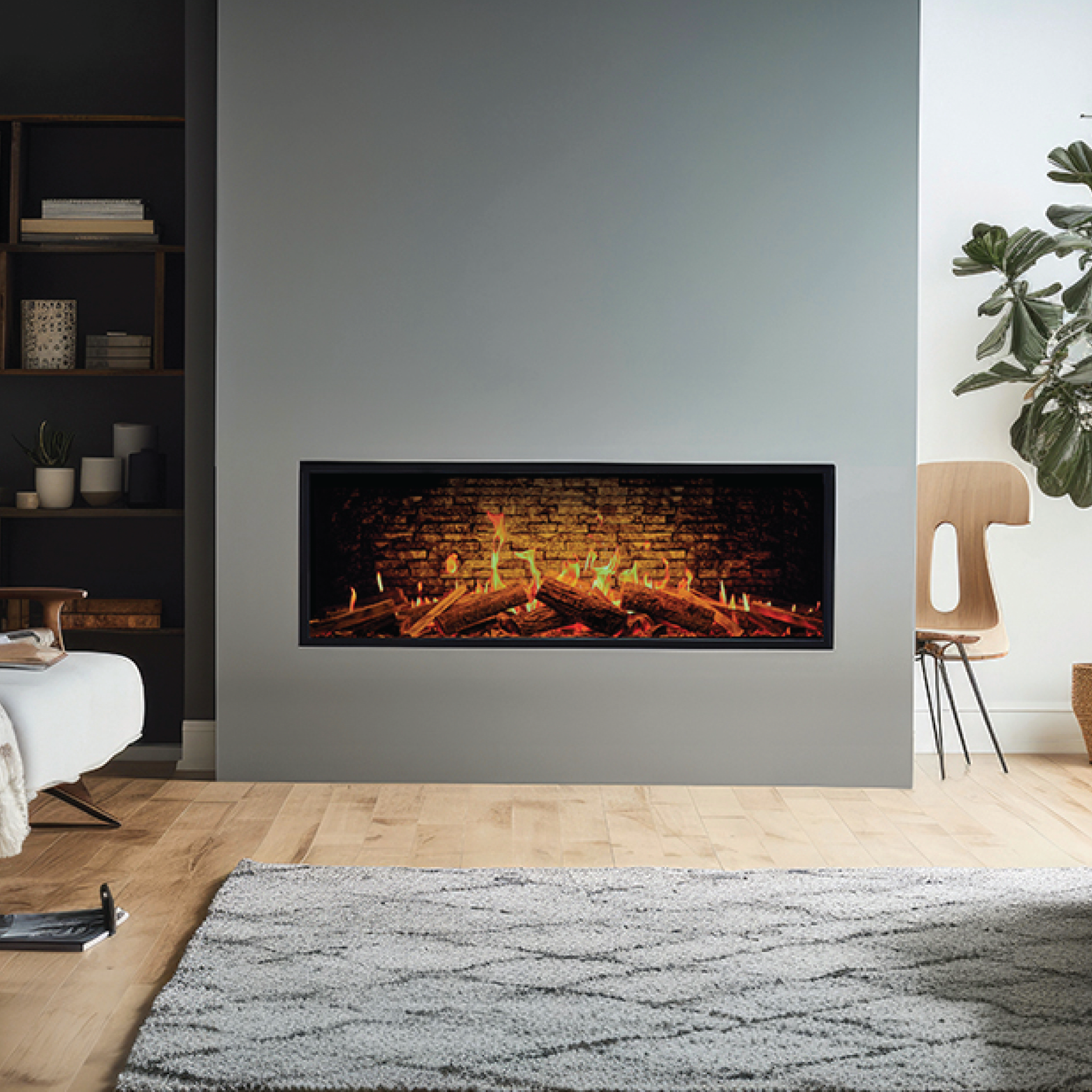 Built-In TrueFlame 150 3DX 60"Linear 3 Sided LCD Electric Fire With A Crystal Clear Image And Ultra High Definition Flame Electric Fireplace