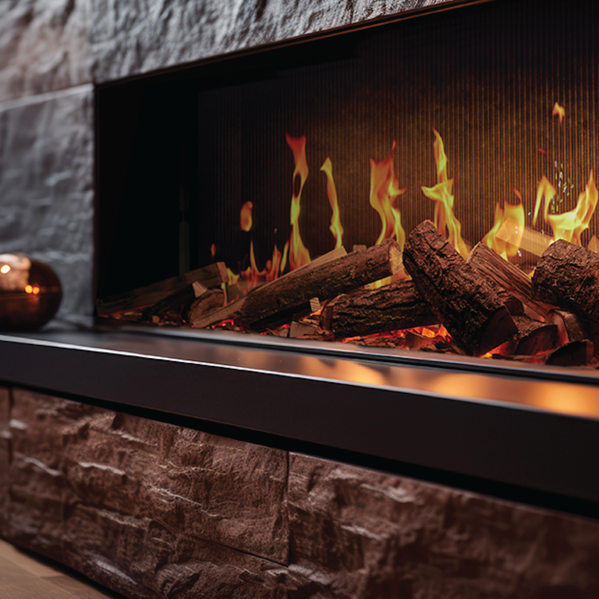 Built-In TrueFlame 150 3DX 60"Linear 3 Sided LCD Electric Fire With A Crystal Clear Image And Ultra High Definition Flame Electric Fireplace