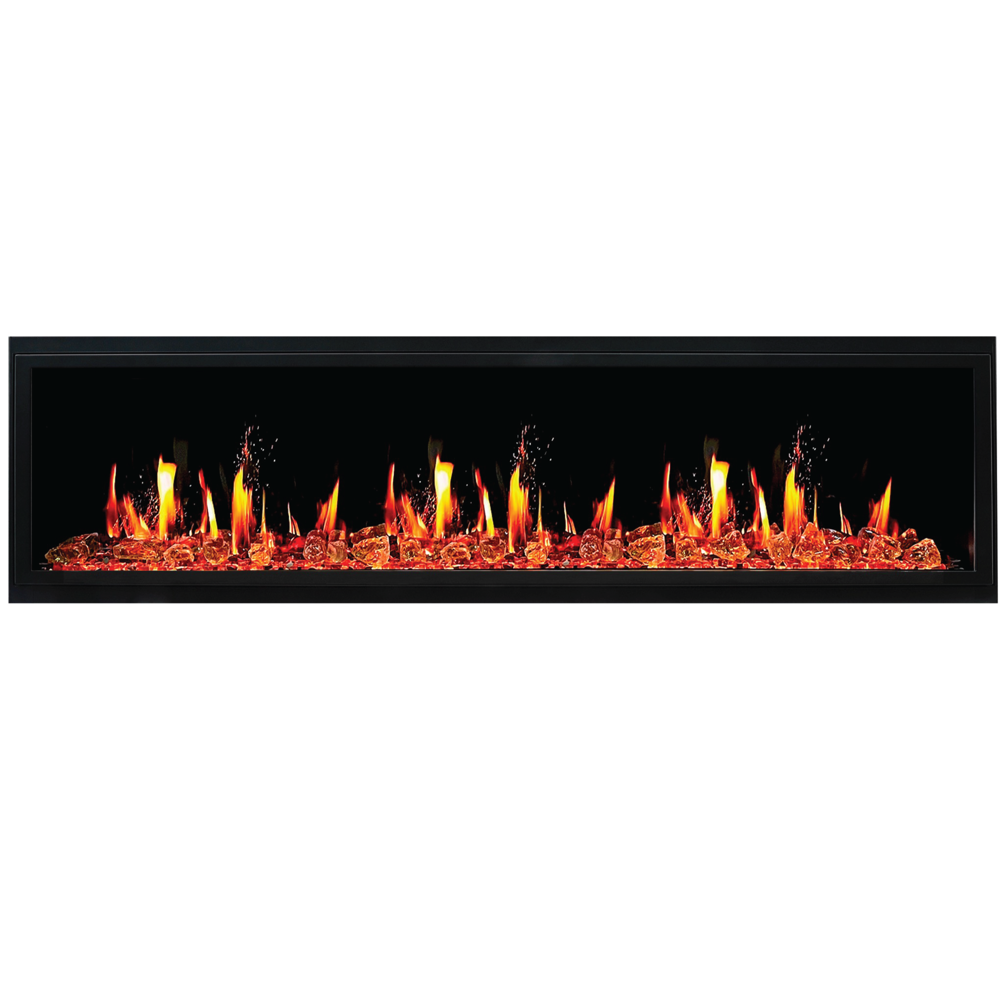 Litedeer Homes Latitude Built-in with Reflective Amber Glass Electric Fireplace