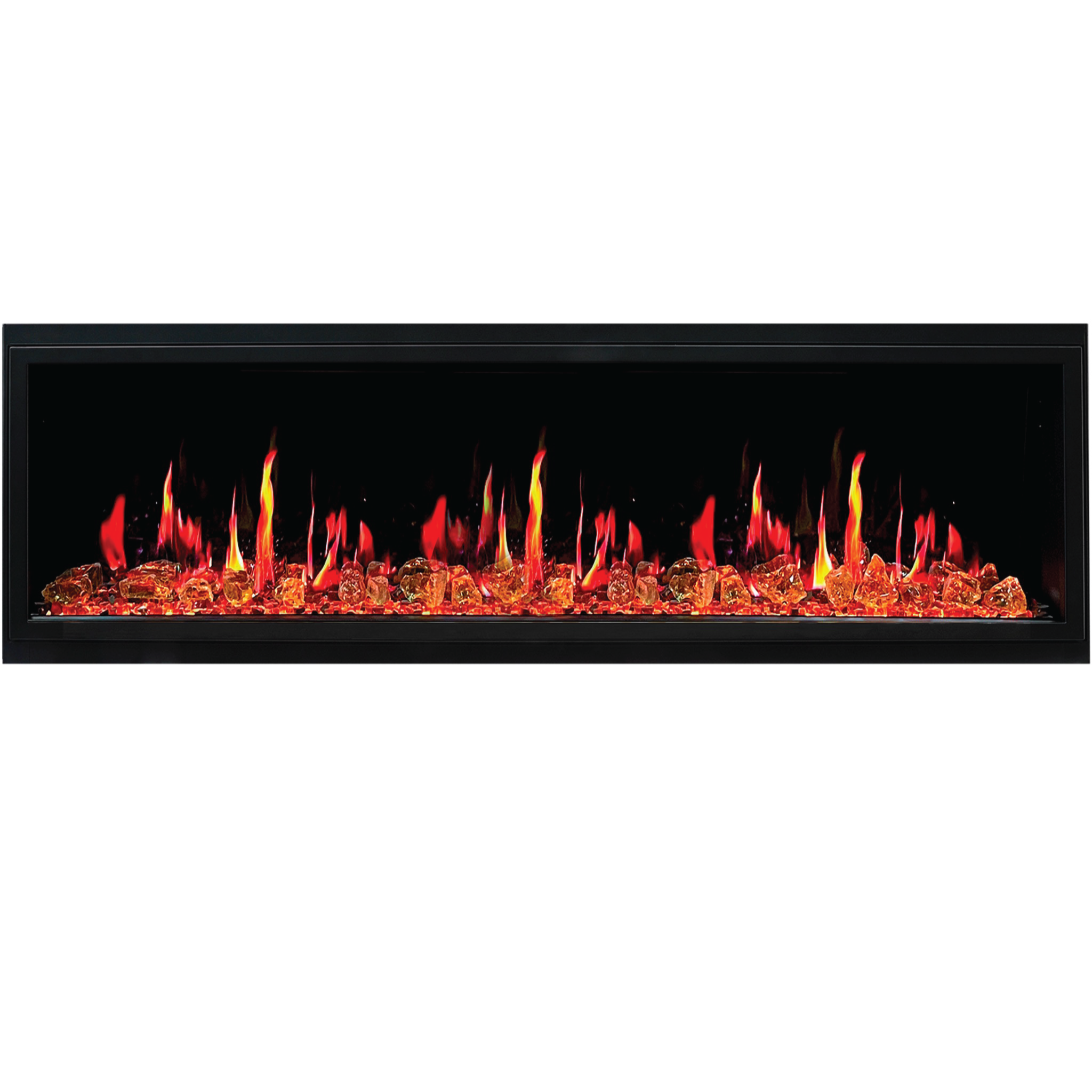 Litedeer Homes Latitude Built-in with Reflective Amber Glass Electric Fireplace