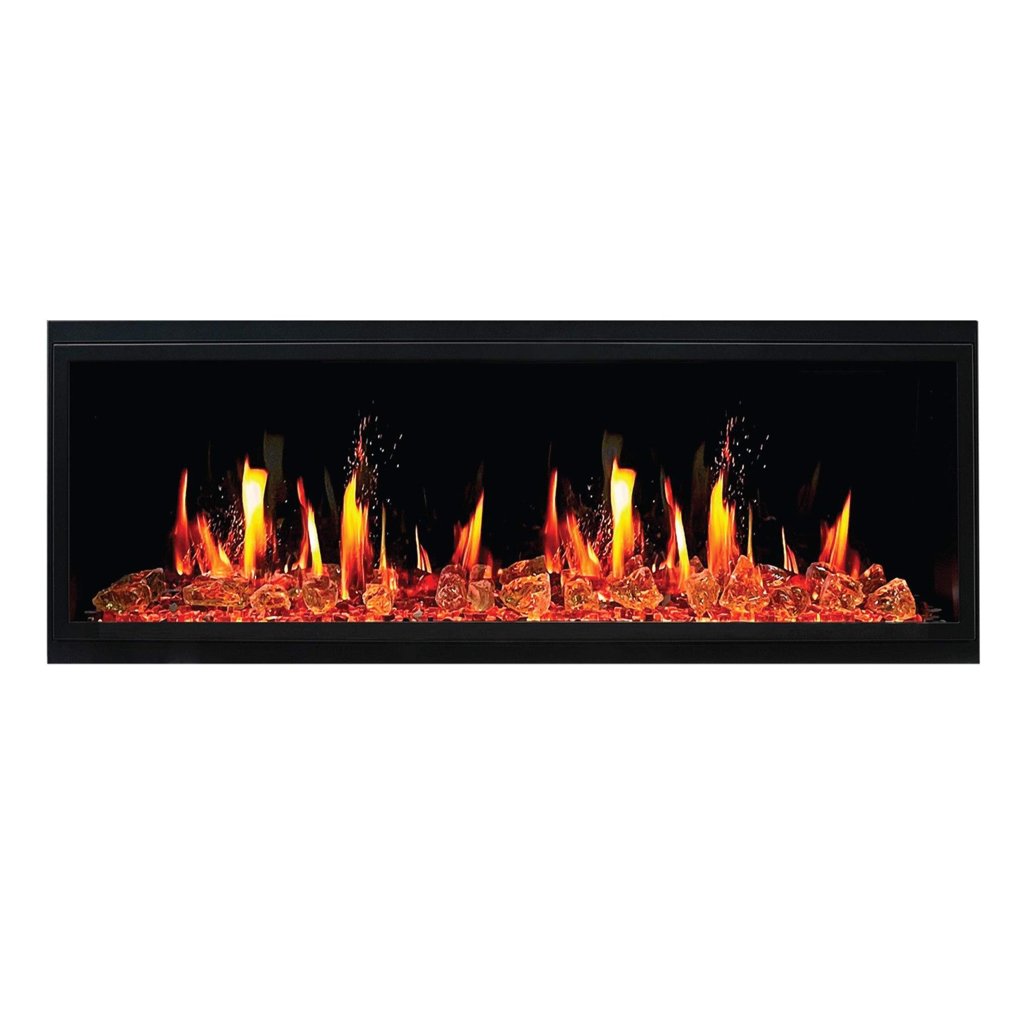 Litedeer Homes Latitude Built-in with Reflective Amber Glass Electric Fireplace