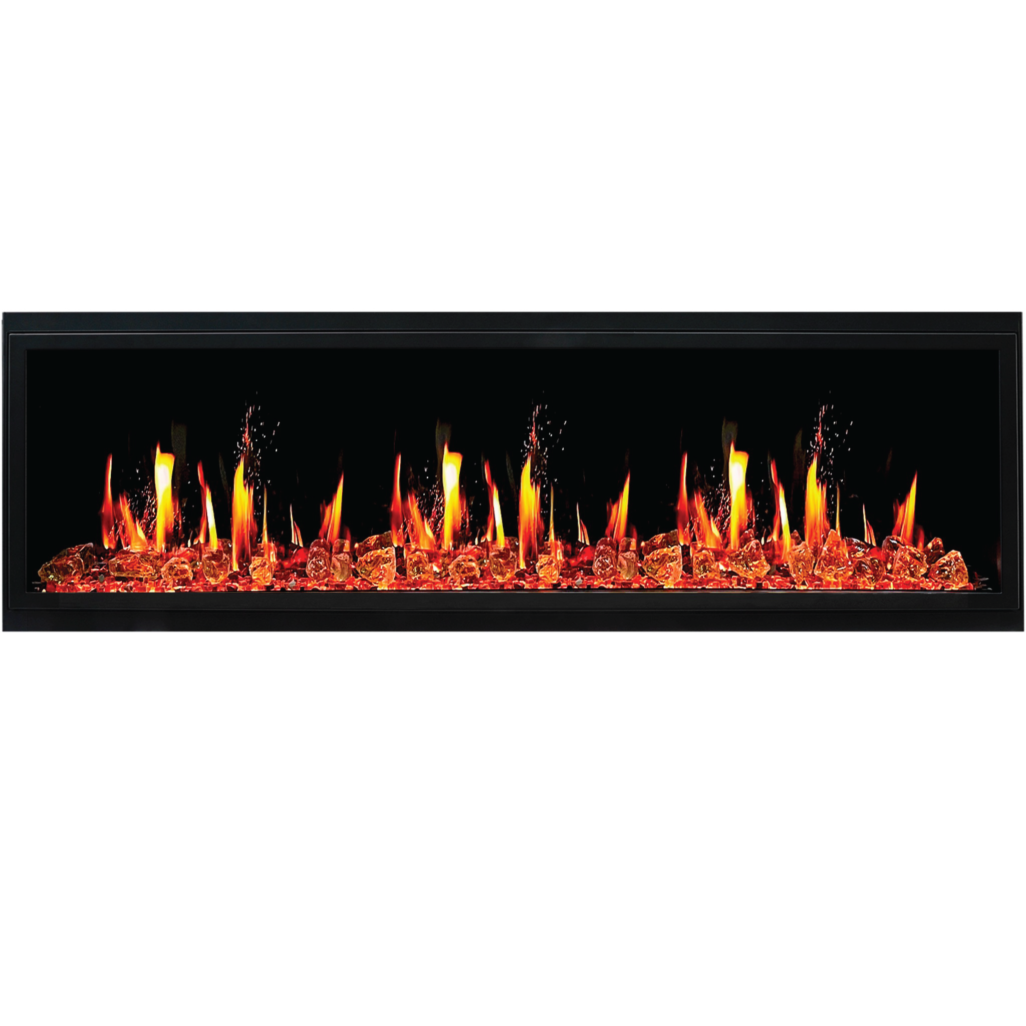 Litedeer Homes Latitude Built-in with Reflective Amber Glass Electric Fireplace