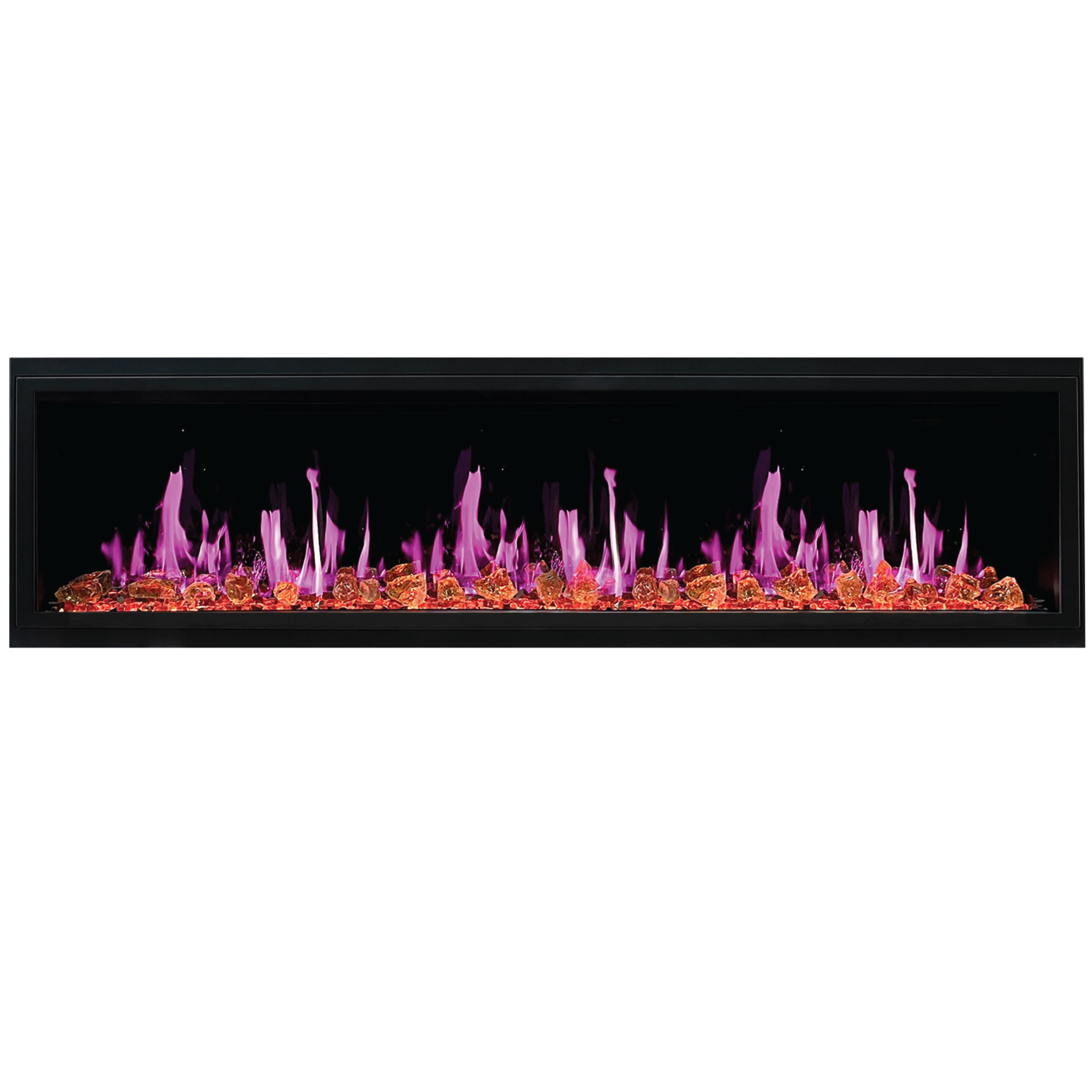 Litedeer Homes Latitude Built-in with Reflective Amber Glass Electric Fireplace