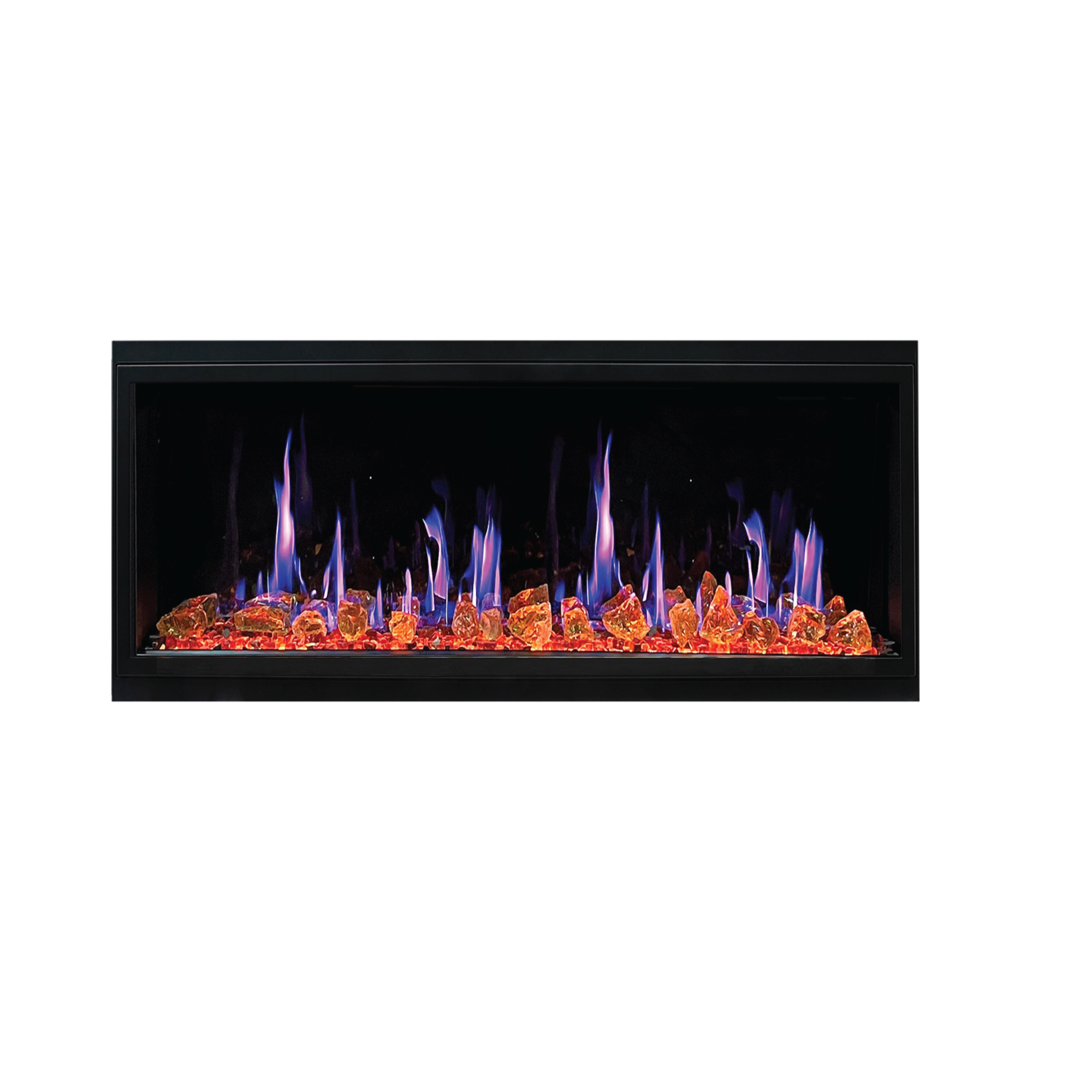 Litedeer Homes Latitude Built-in with Reflective Amber Glass Electric Fireplace