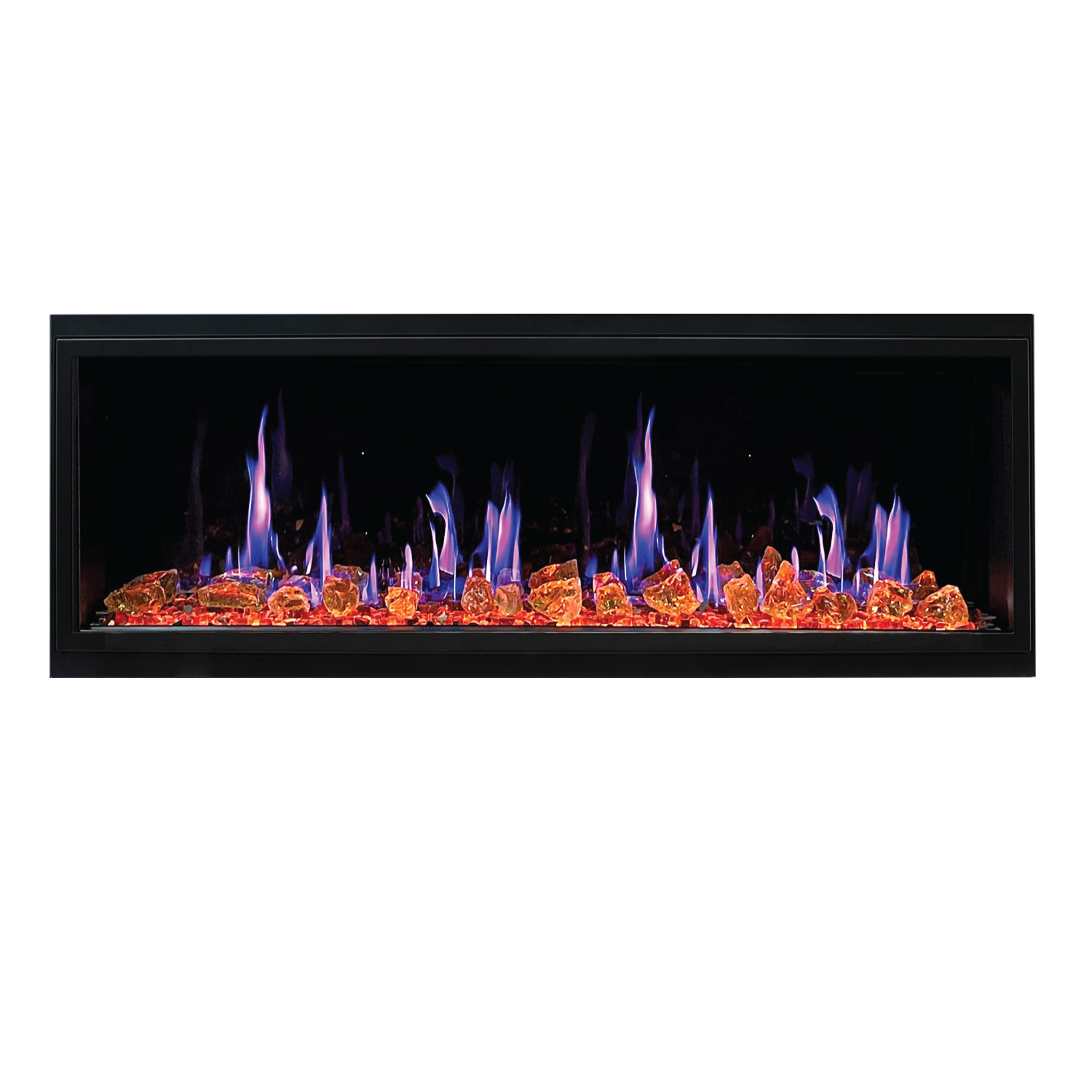 Litedeer Homes Latitude Built-in with Reflective Amber Glass Electric Fireplace