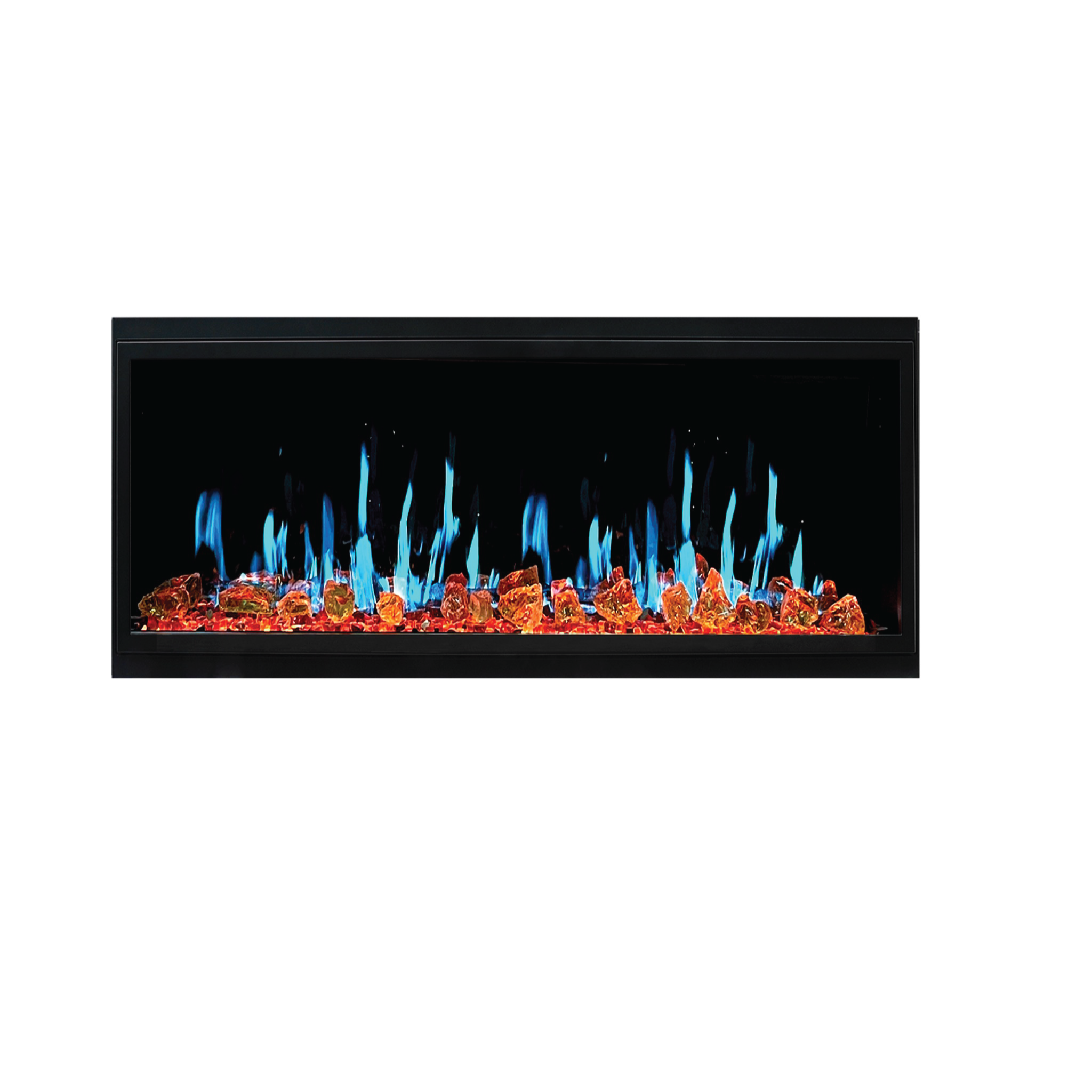 Litedeer Homes Latitude Built-in with Reflective Amber Glass Electric Fireplace