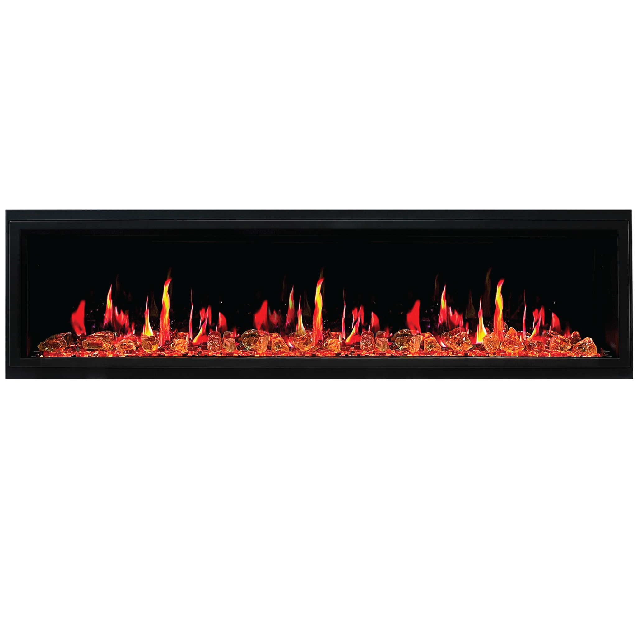 Litedeer Homes Latitude Built-in with Reflective Amber Glass Electric Fireplace