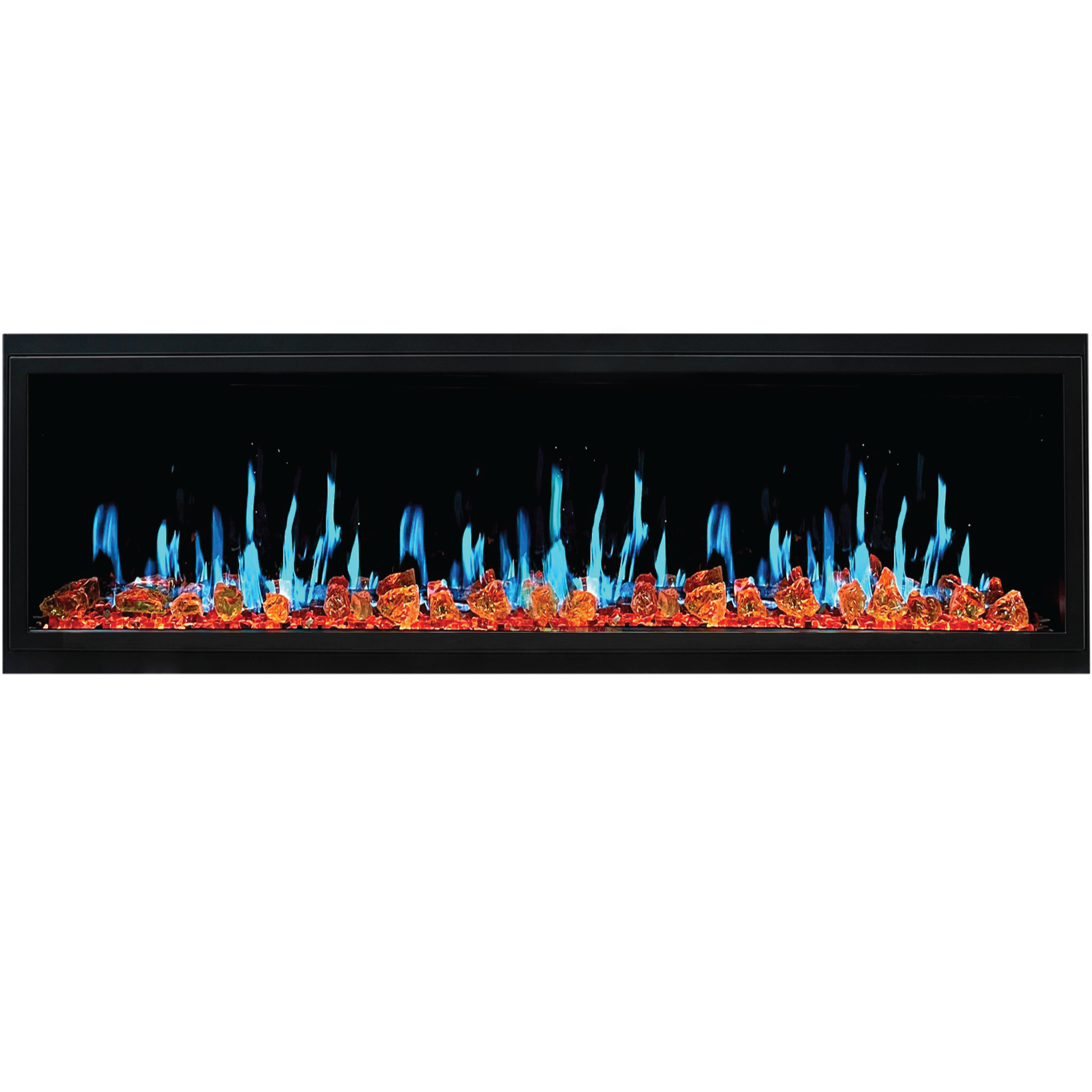 Litedeer Homes Latitude Built-in with Reflective Amber Glass Electric Fireplace