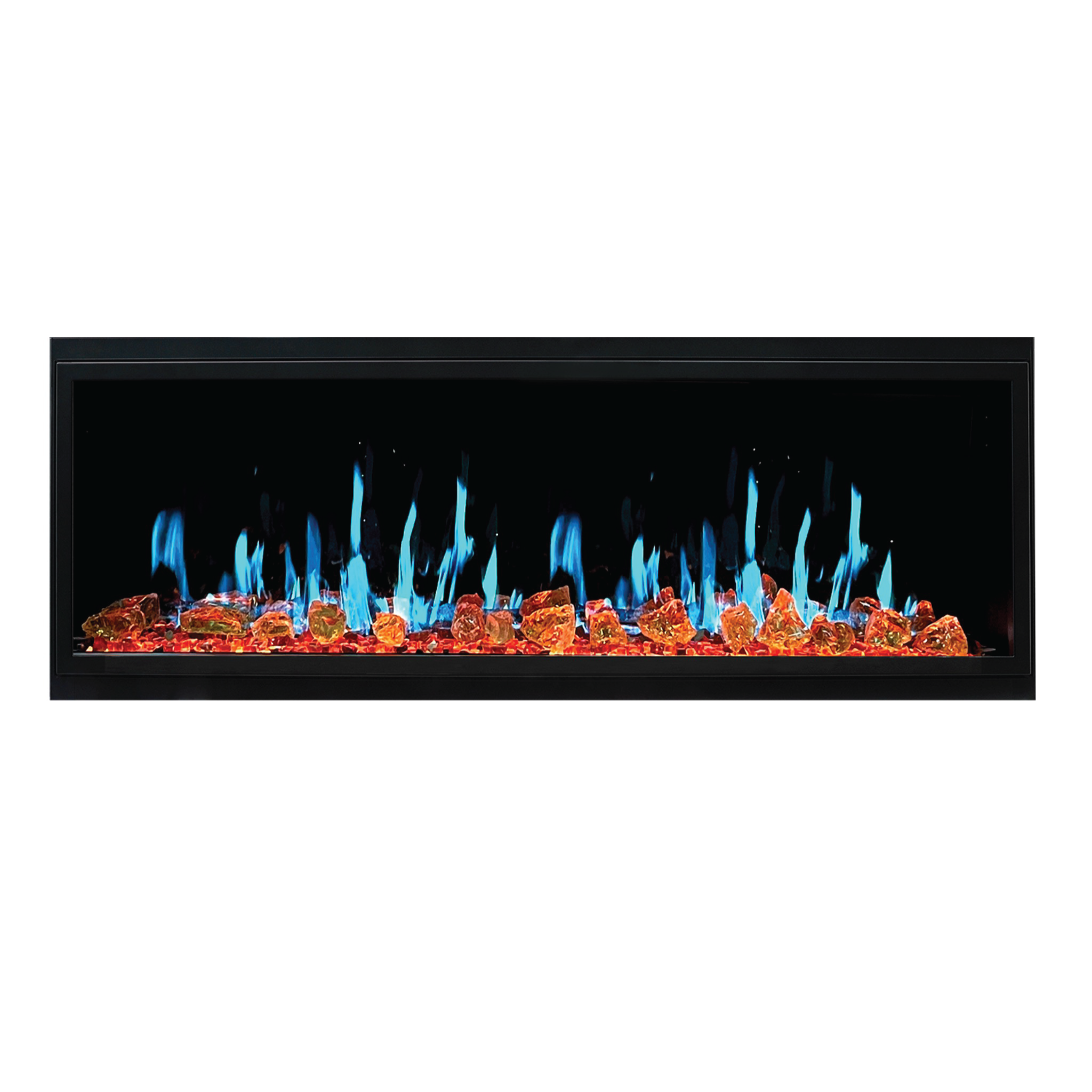 Litedeer Homes Latitude Built-in with Reflective Amber Glass Electric Fireplace