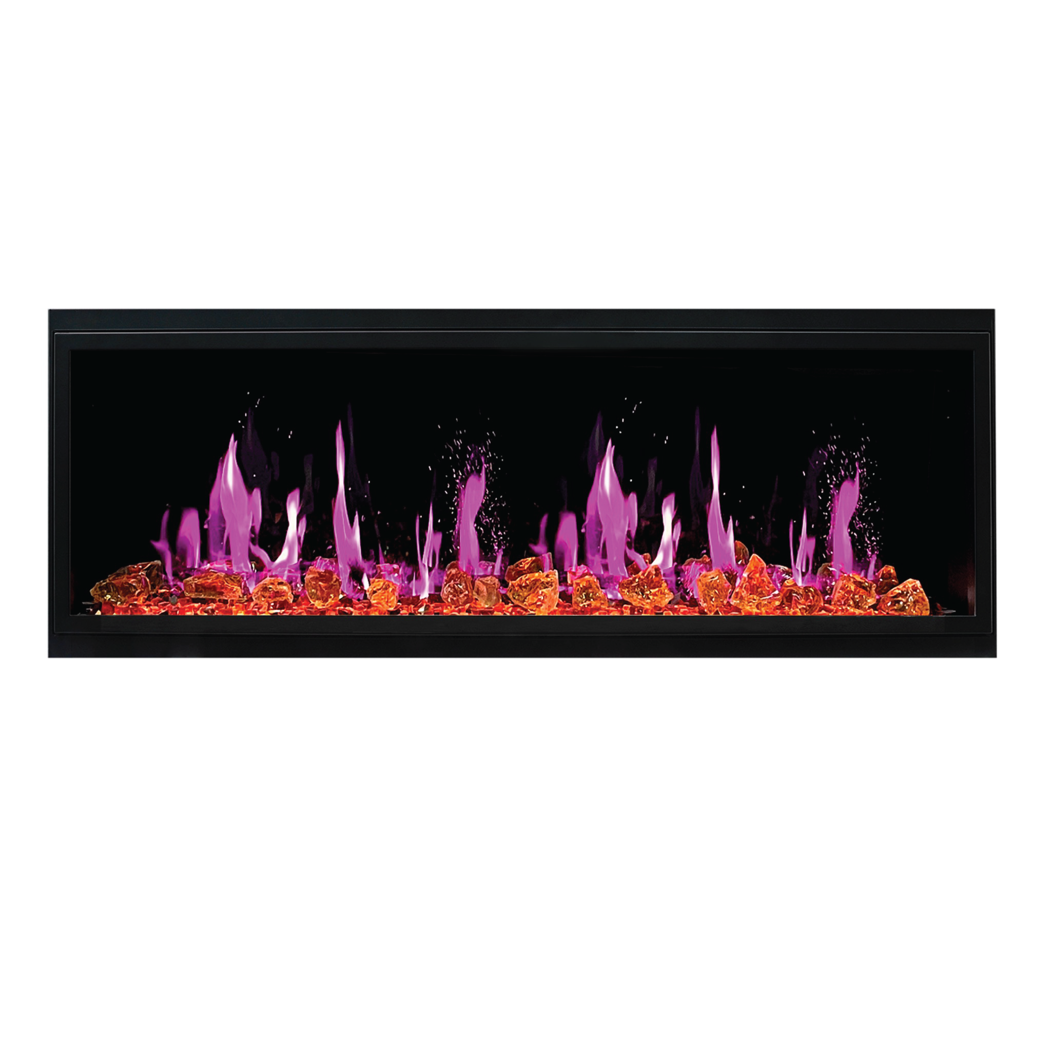 Litedeer Homes Latitude Built-in with Reflective Amber Glass Electric Fireplace