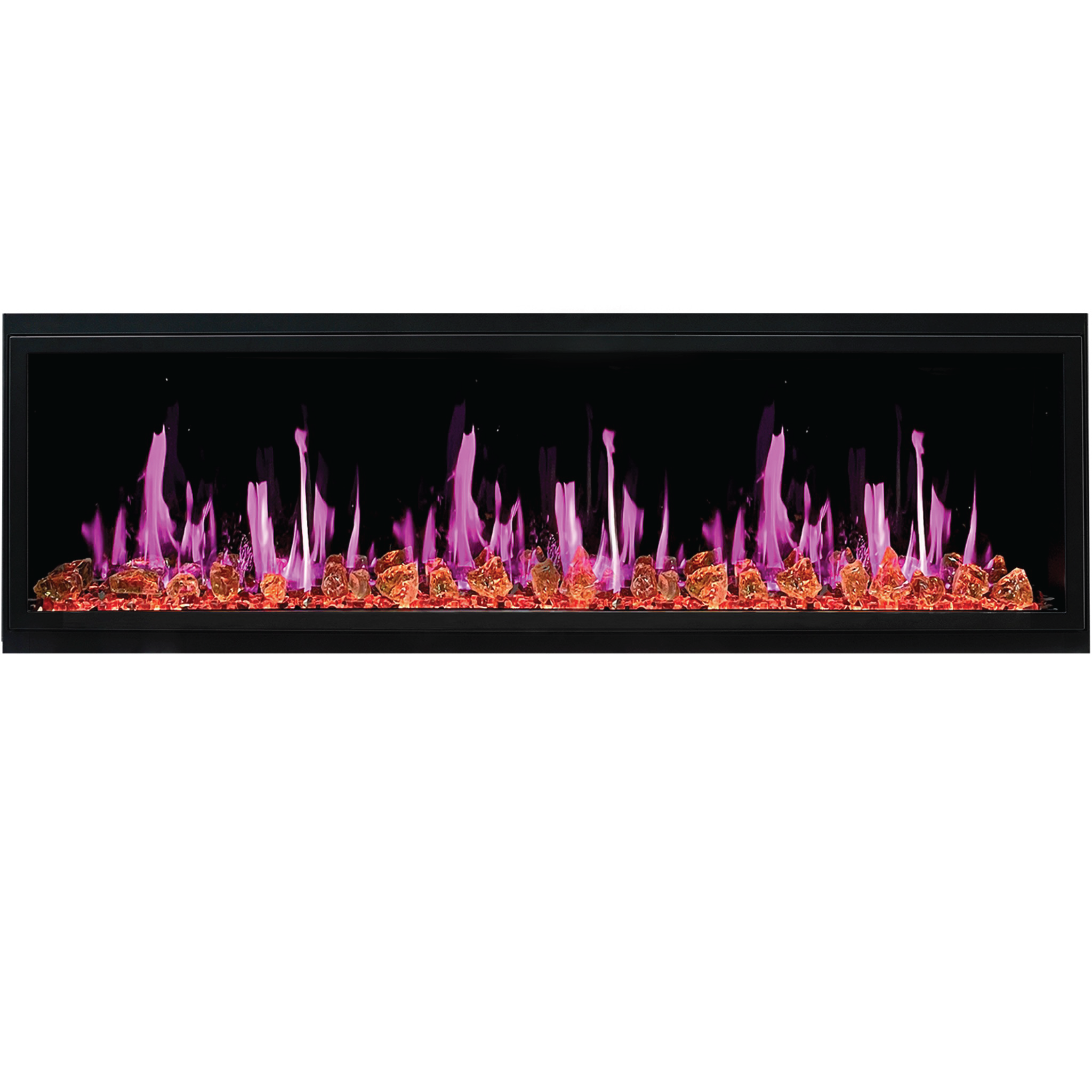 Litedeer Homes Latitude Built-in with Reflective Amber Glass Electric Fireplace