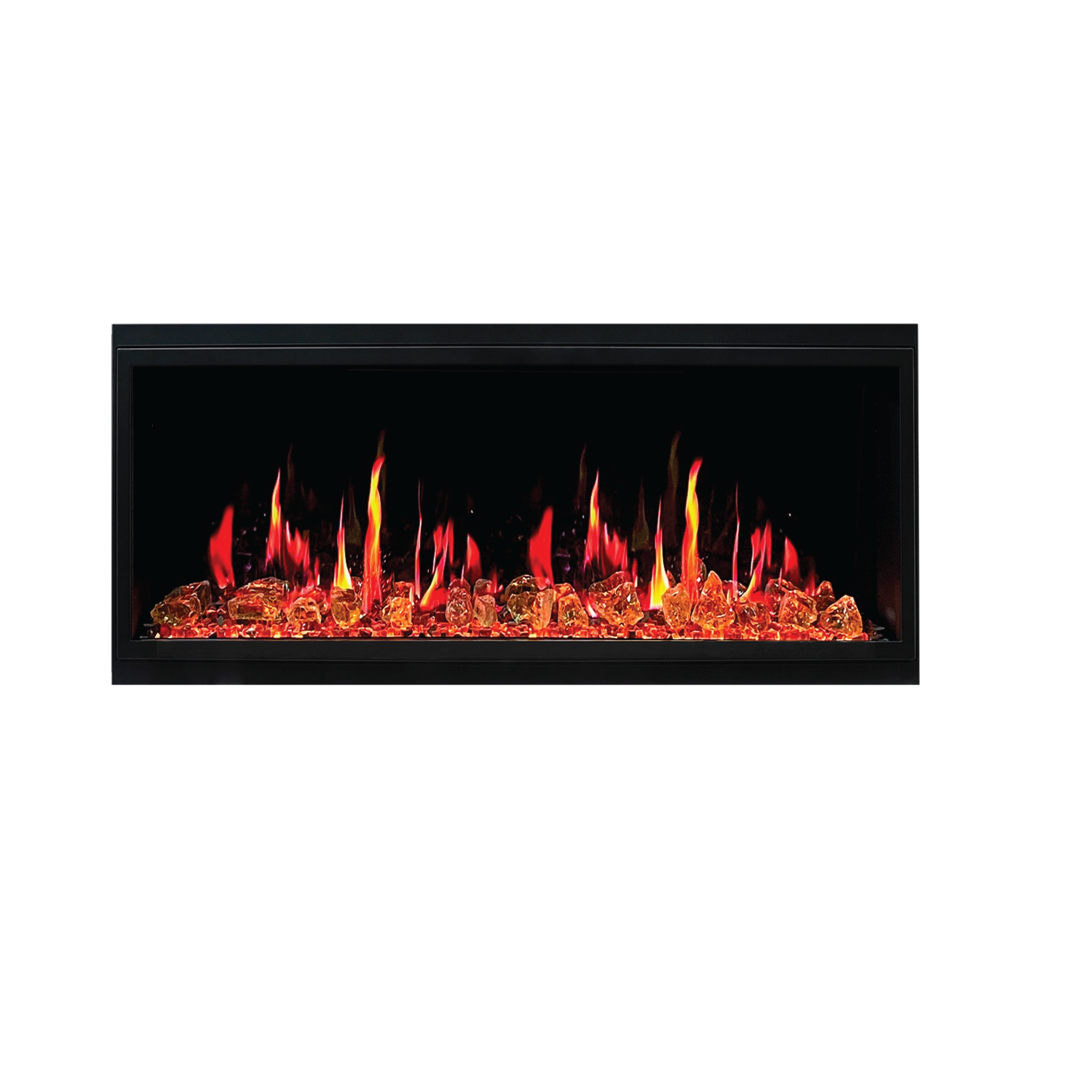 Litedeer Homes Latitude Built-in with Reflective Amber Glass Electric Fireplace