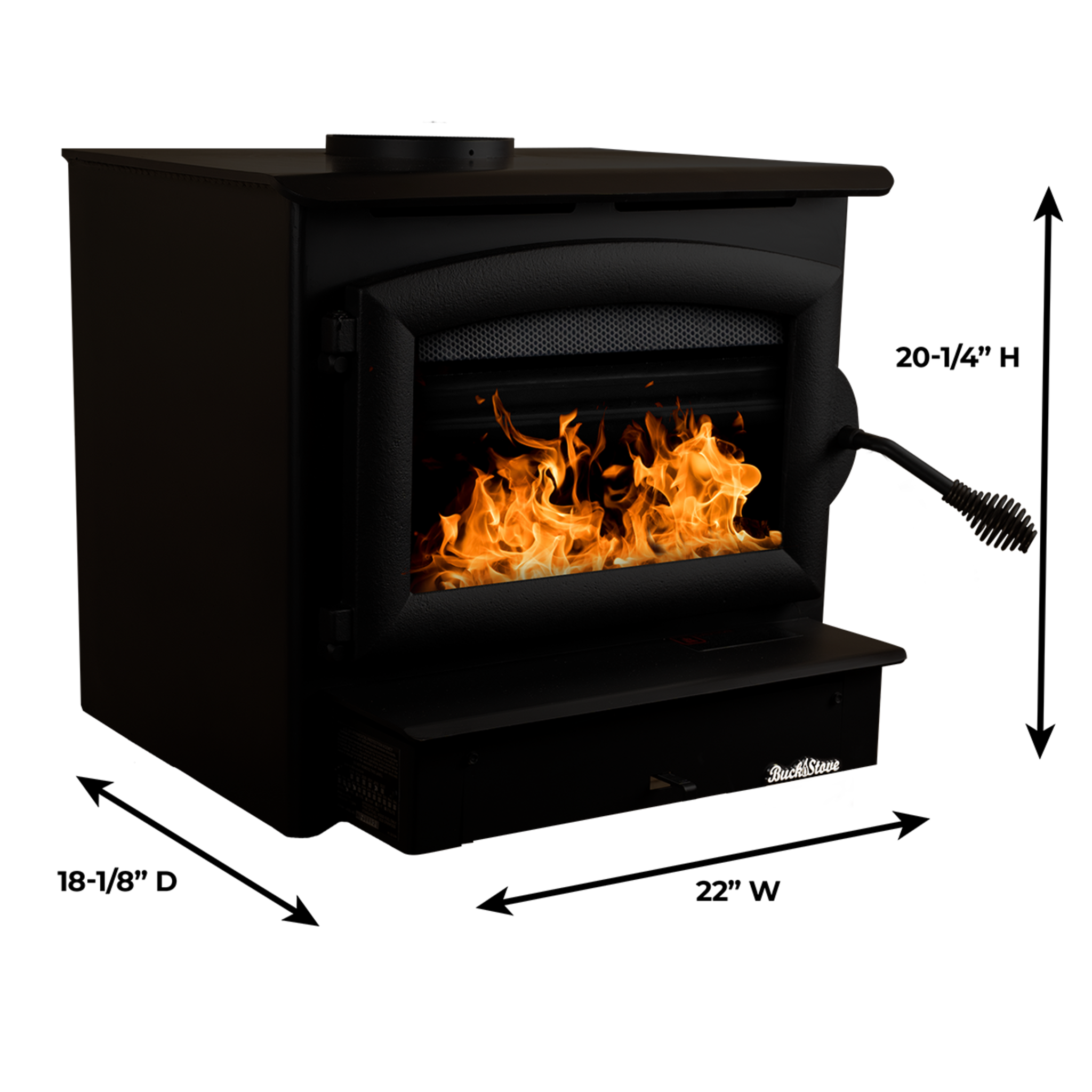 Model 21 Non-Catalytic Wood Stove with Black Door & Standard Blower Assembly