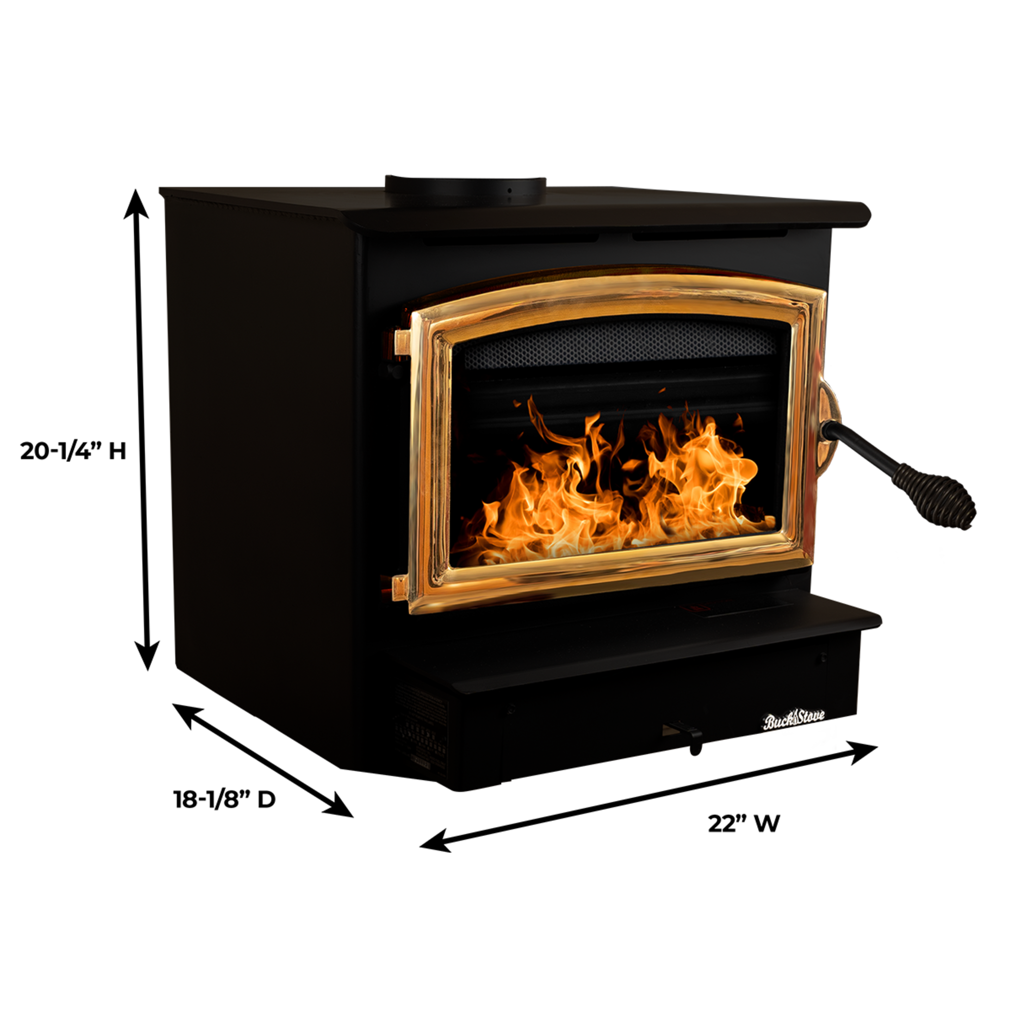 Model 21 Non-Catalytic Wood Stove with Gold Door & Standard Blower Assembly