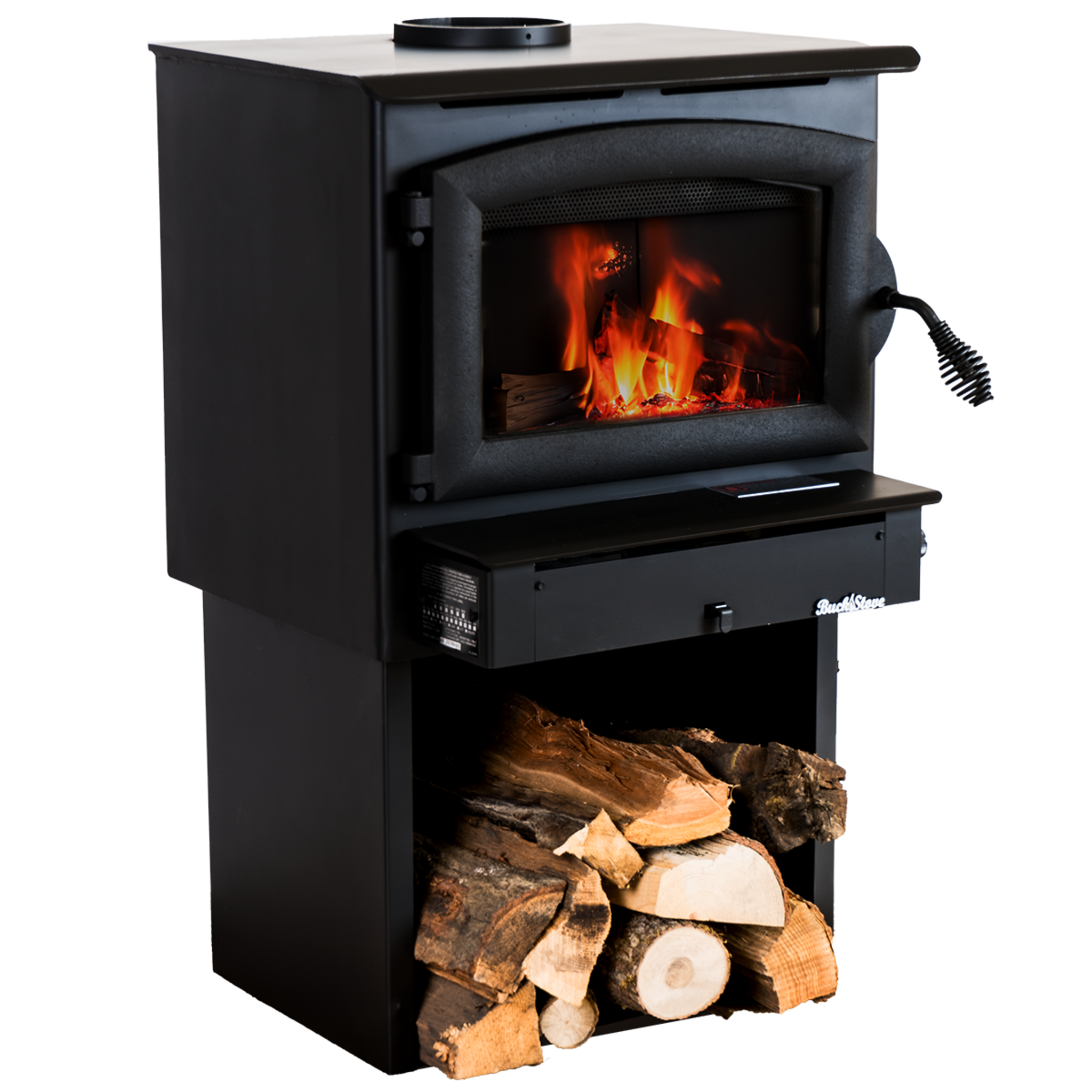 Model 21 Non-Catalytic Wood Stove with Black Door & Standard Blower Assembly