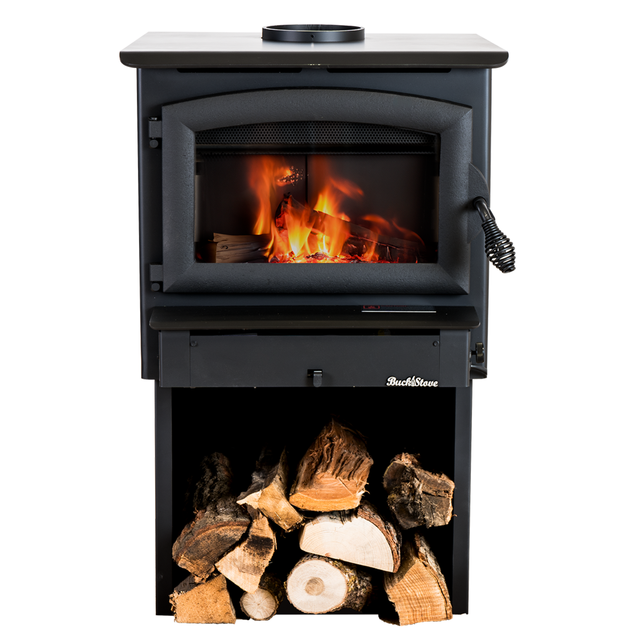 Model 21 Non-Catalytic Wood Stove with Black Door & Standard Blower Assembly