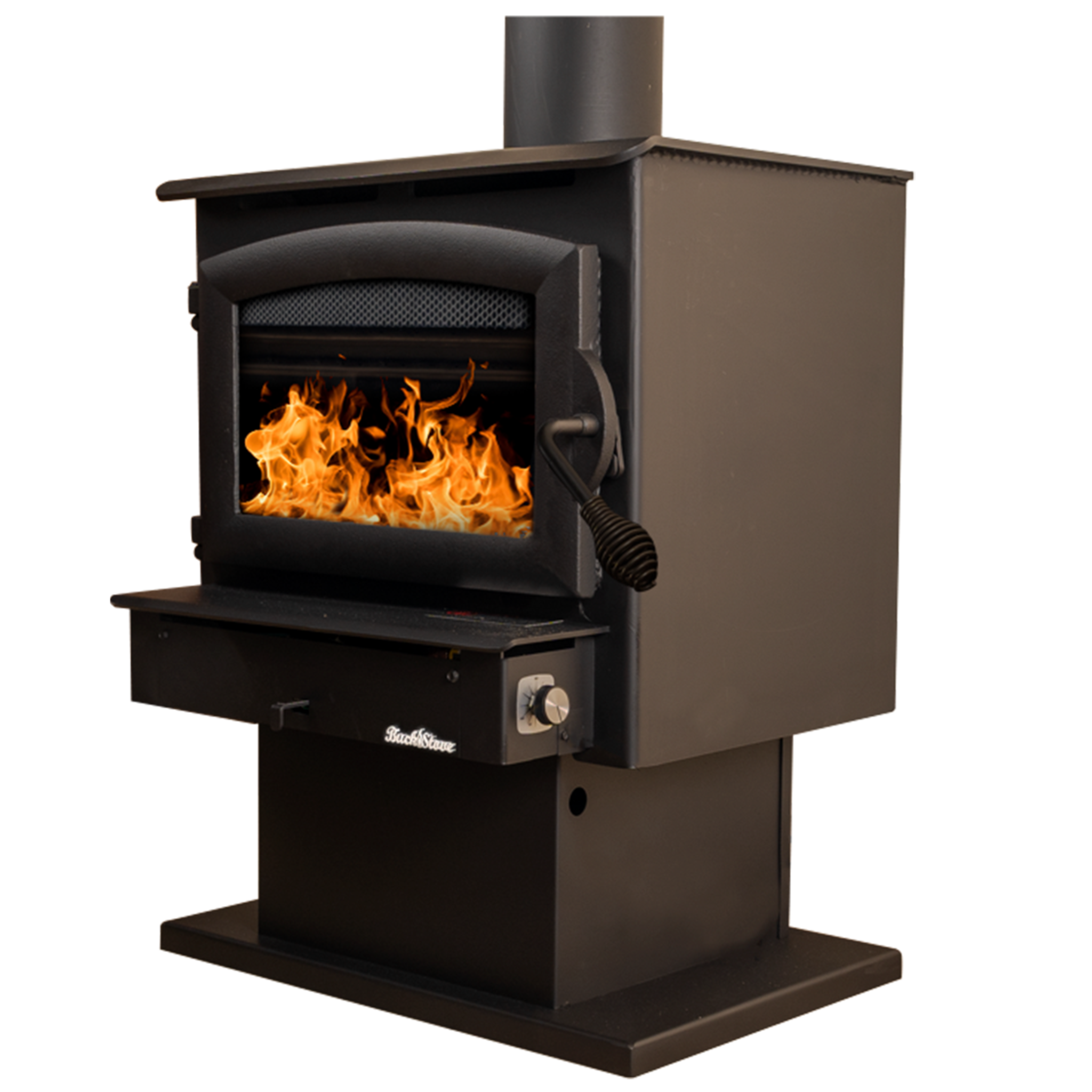 Model 21 Non-Catalytic Wood Stove with Black Door & Standard Blower Assembly