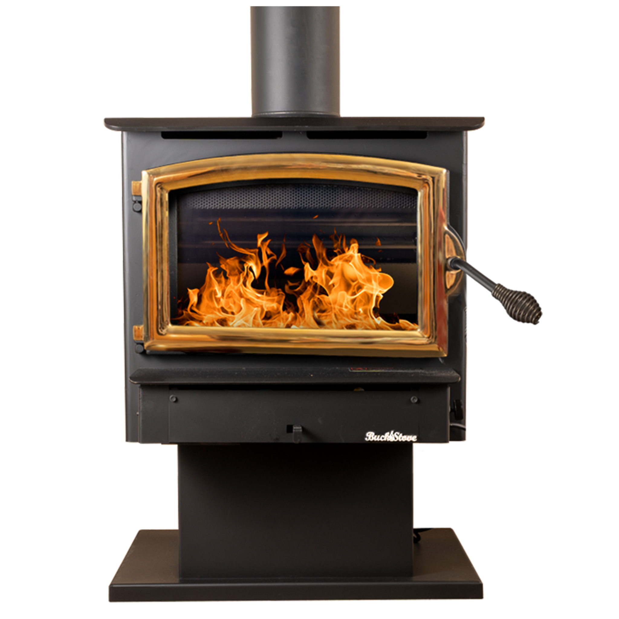 Model 21 Non-Catalytic Wood Stove with Gold Door & Standard Blower Assembly