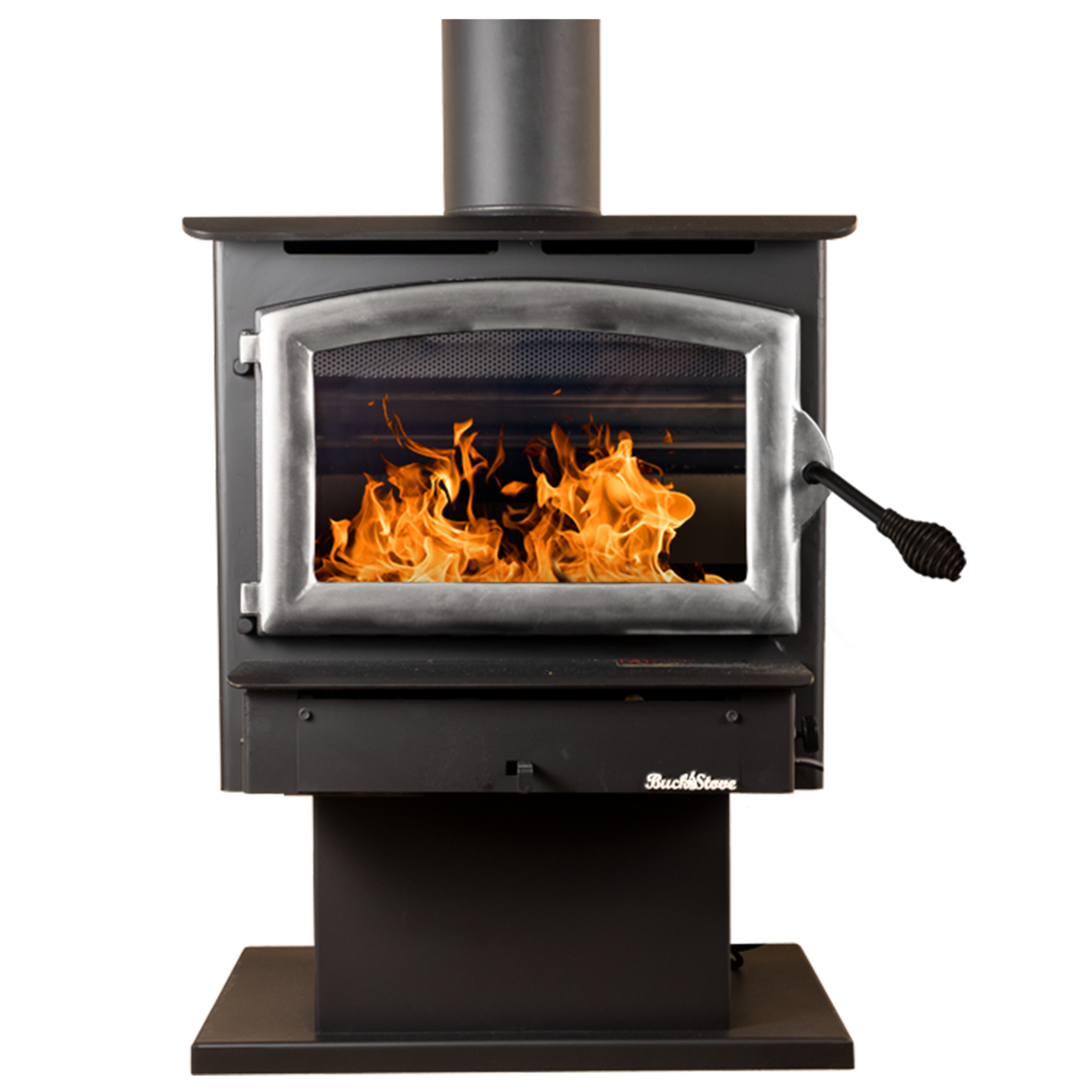 Model 21 Non-Catalytic Wood Stove with Pewter Door & Standard Blower Assembly