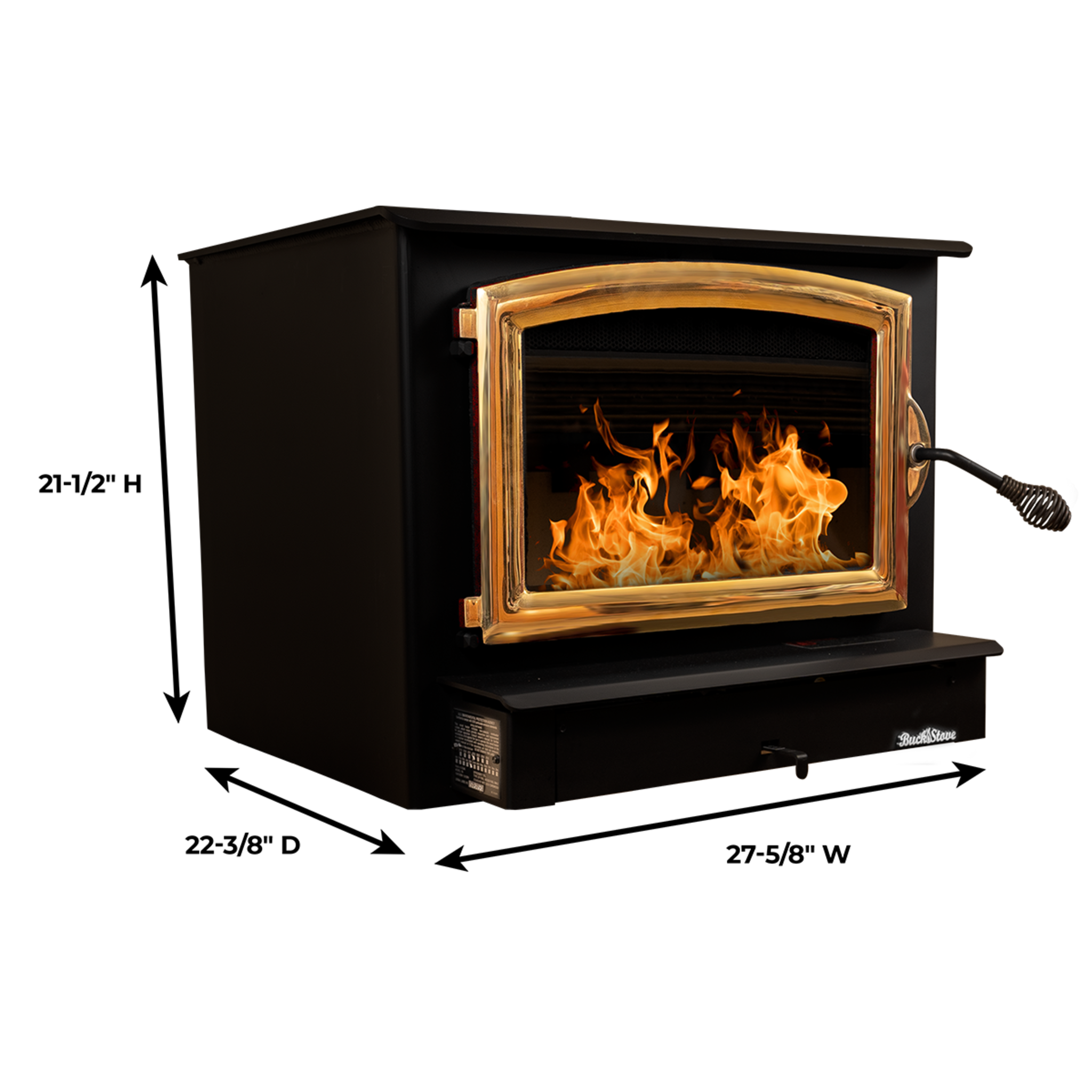 Model 74 Non-Catalytic Wood Stove with Gold Door & Standard Blower Assembly