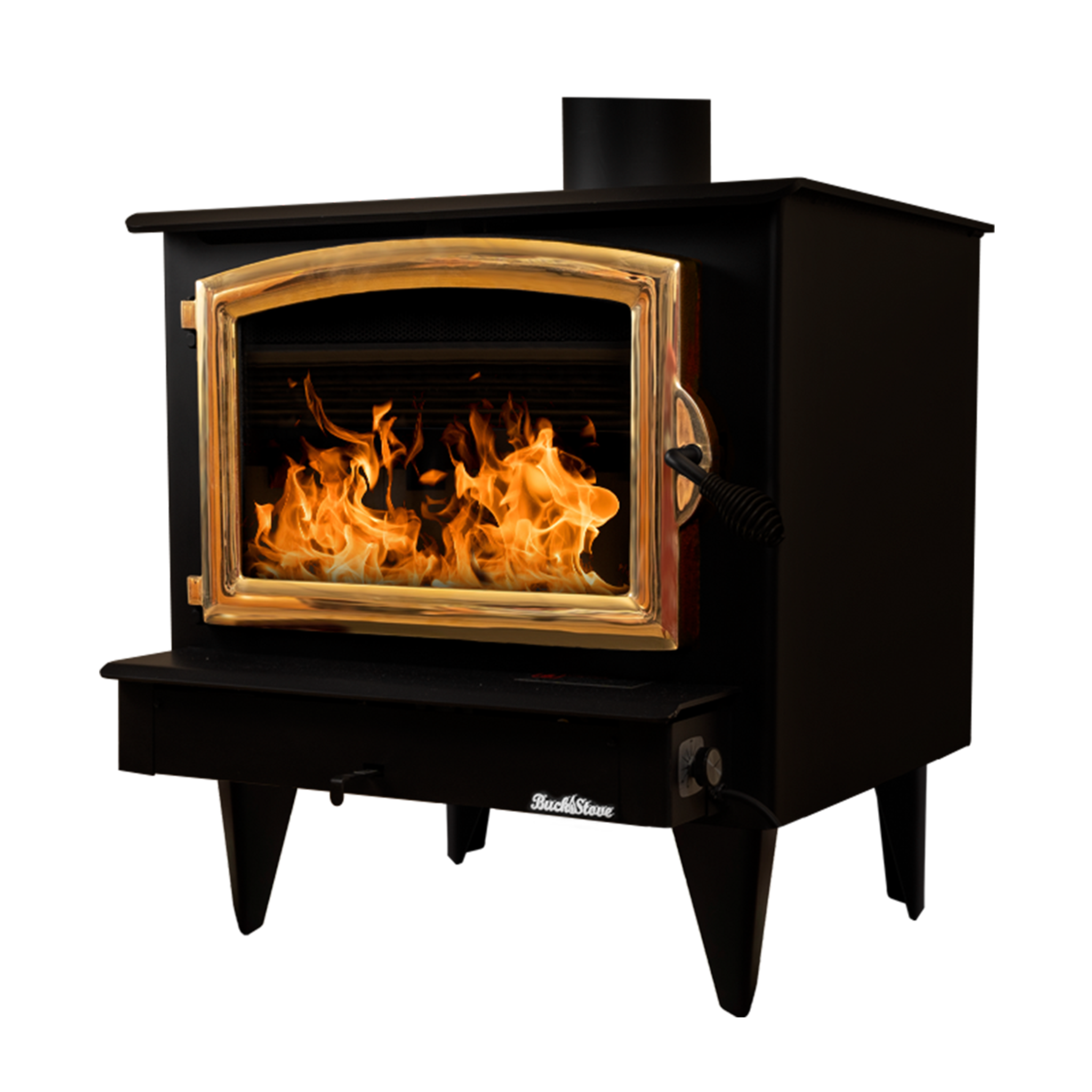 Model 74 Non-Catalytic Wood Stove with Gold Door & Standard Blower Assembly