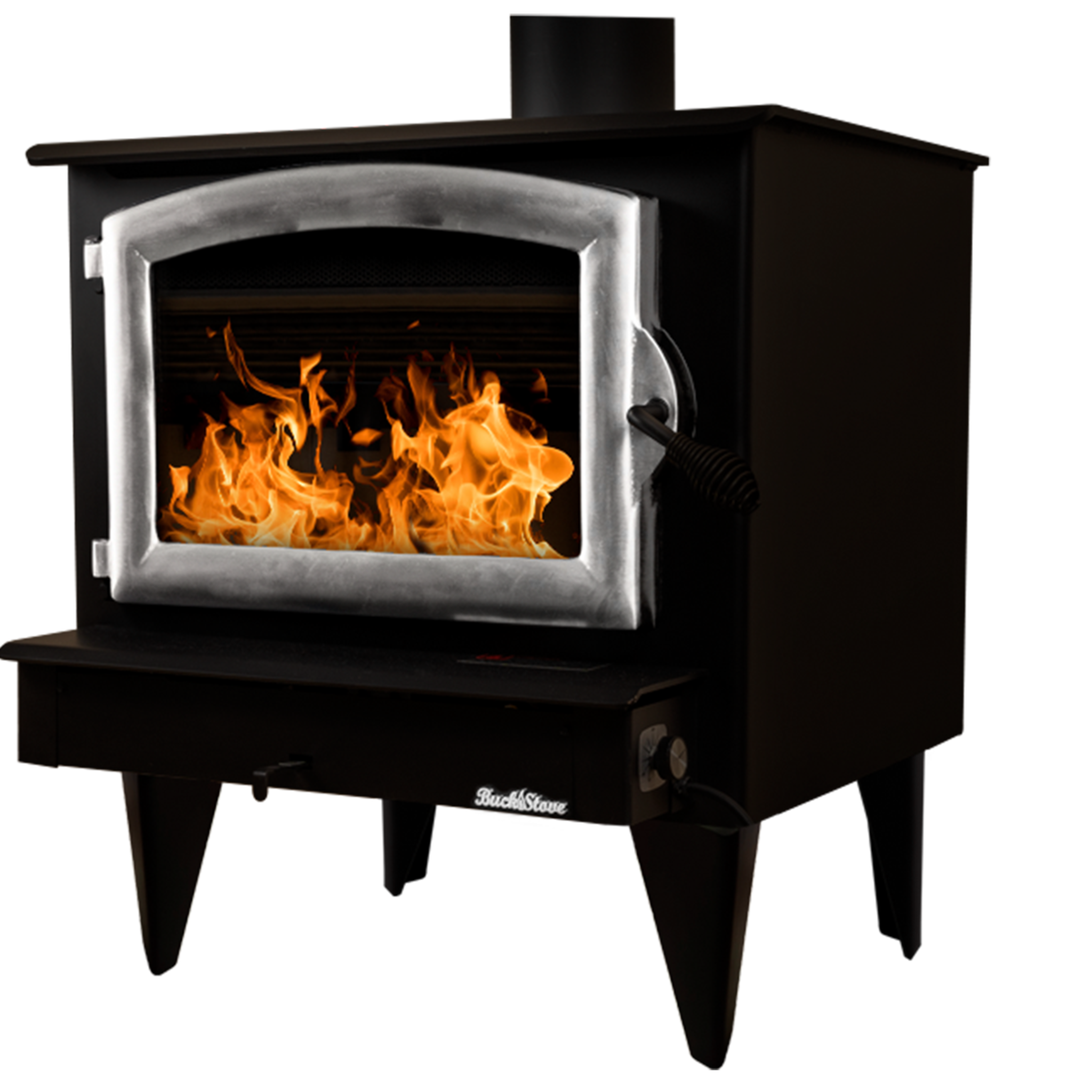 Model 74 Non-Catalytic Wood Stove with Pewter Door & Standard Blower Assembly