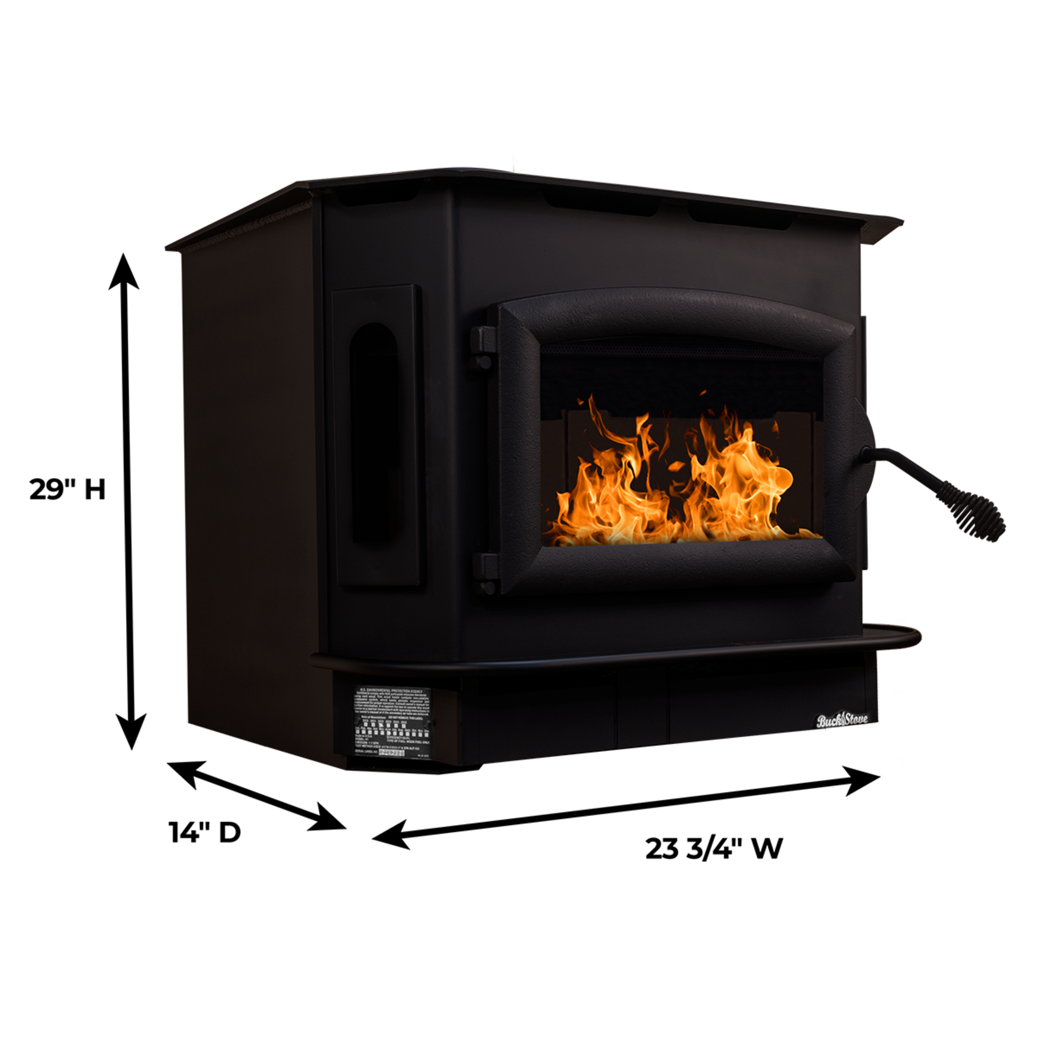 Model 81 Non-Catalytic Wood Stove with Black Door & Black Bay Windows