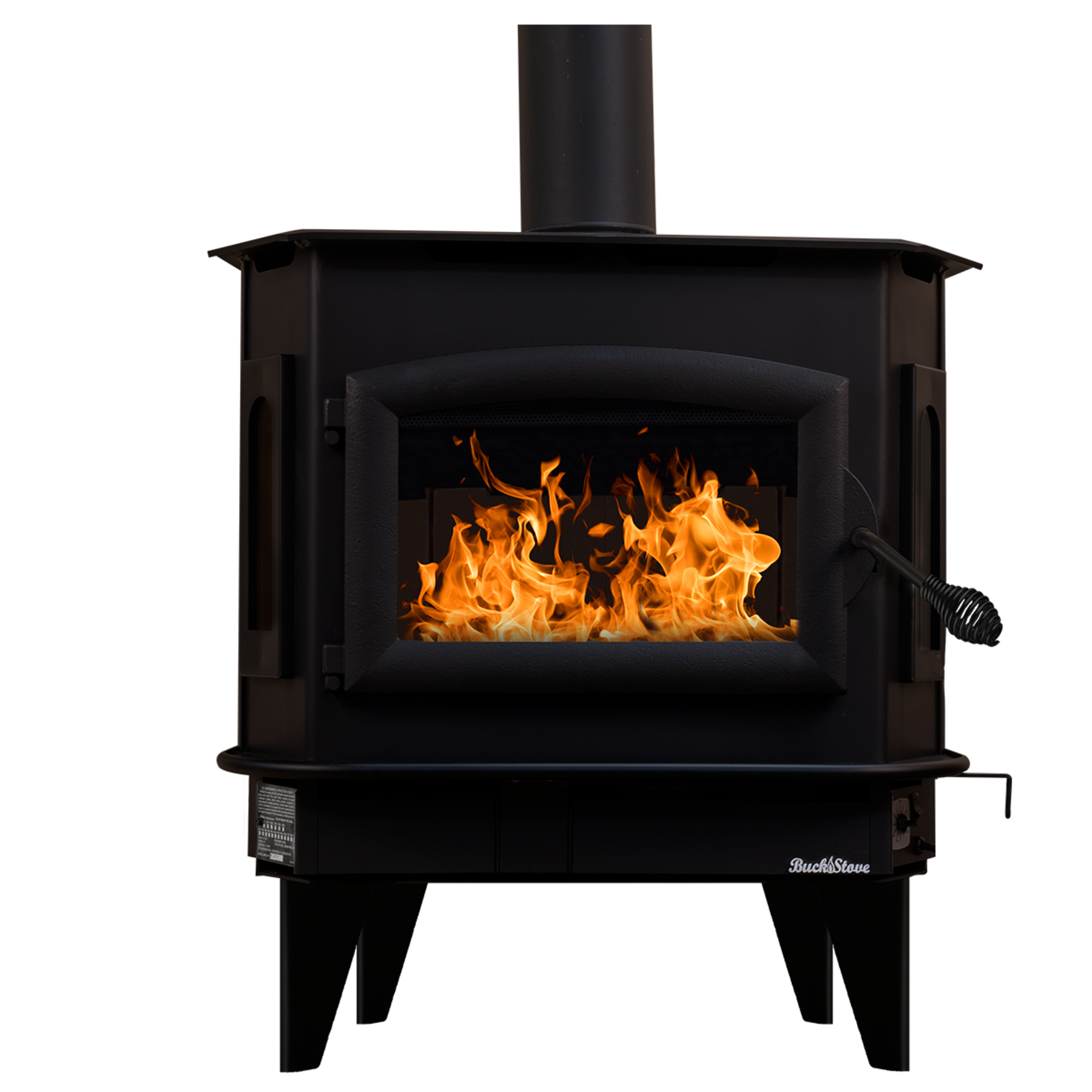 Model 81 Non-Catalytic Wood Stove with Black Door & Black Bay Windows