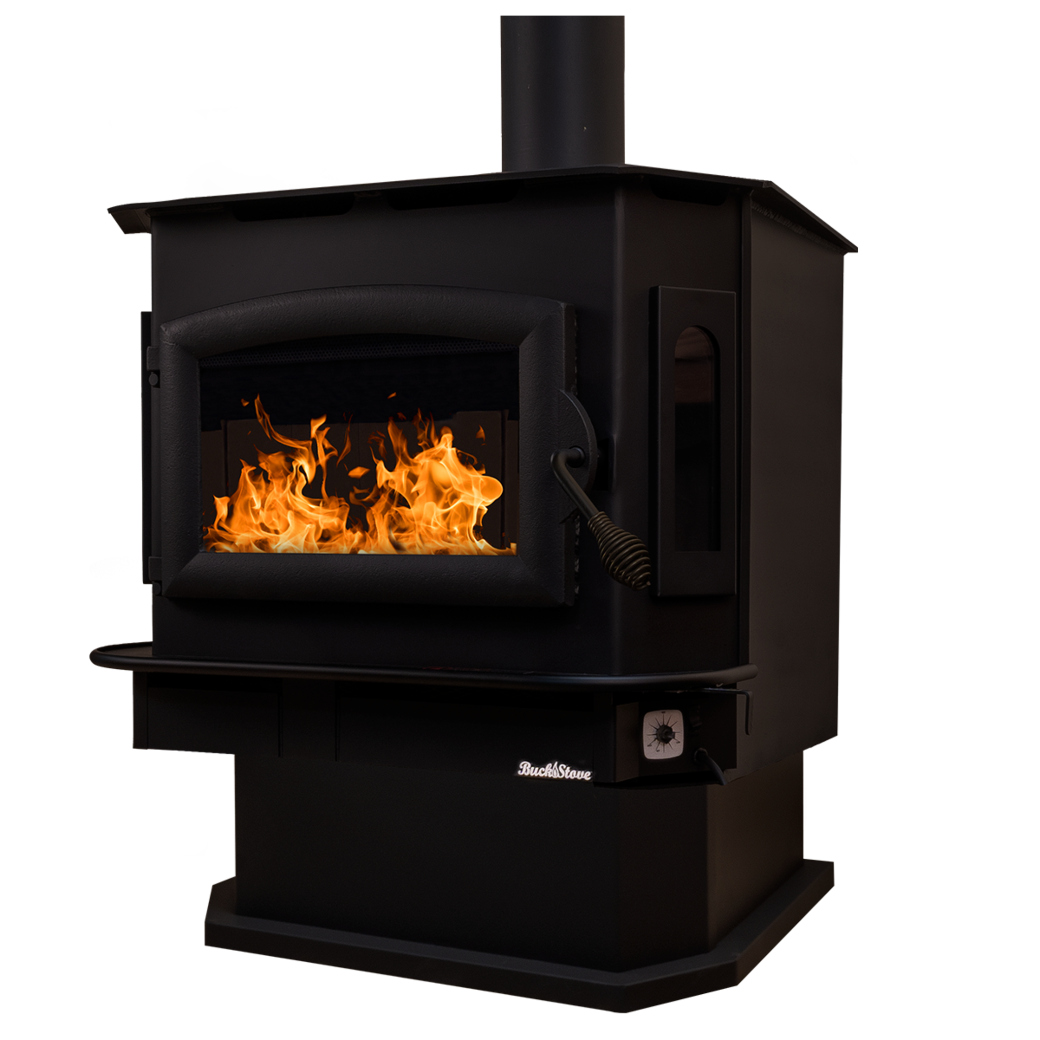 Model 81 Non-Catalytic Wood Stove with Black Door & Black Bay Windows