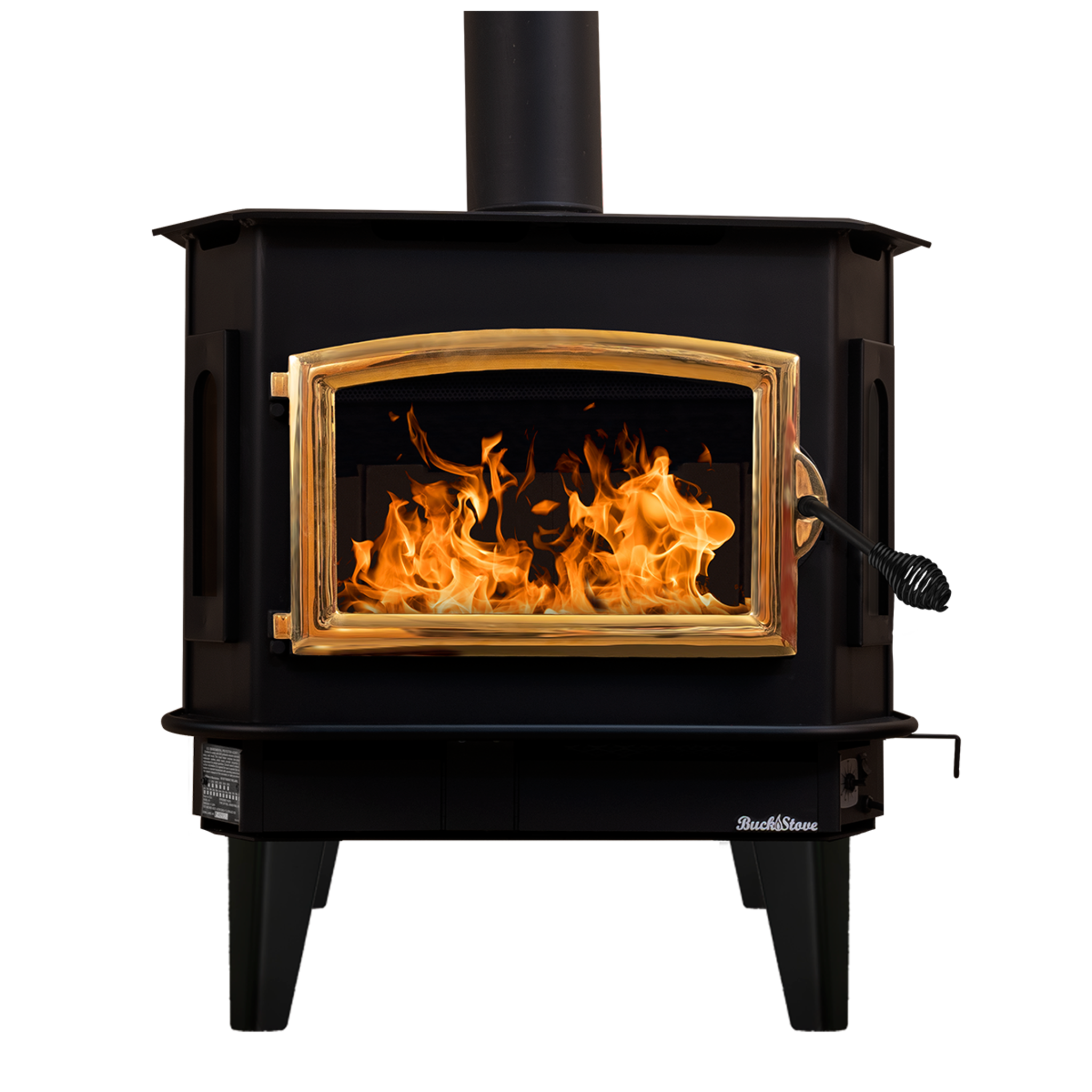 Model 81 Non-Catalytic Wood Stove with Gold Door & Black Bay Windows