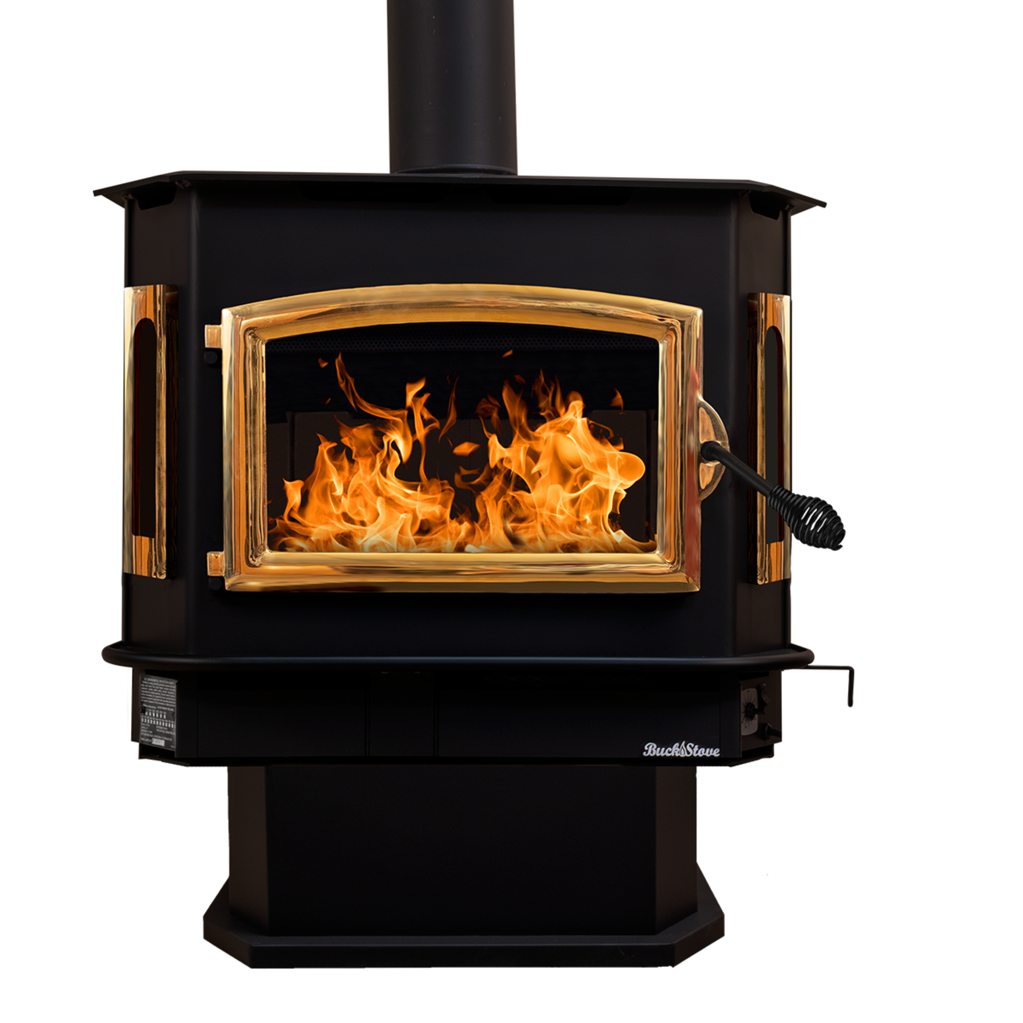 Model 81 Non-Catalytic Wood Stove with Gold Door & Black Bay Windows