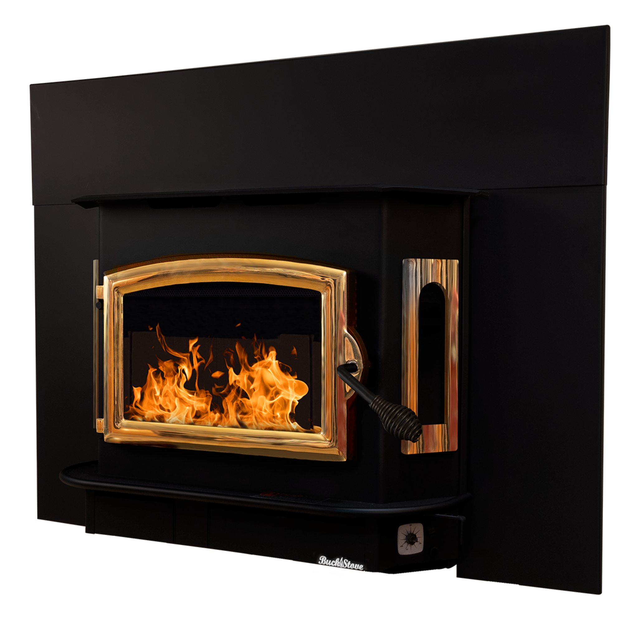 Model 81 Non-Catalytic Wood Stove with Gold Door & Black Bay Windows