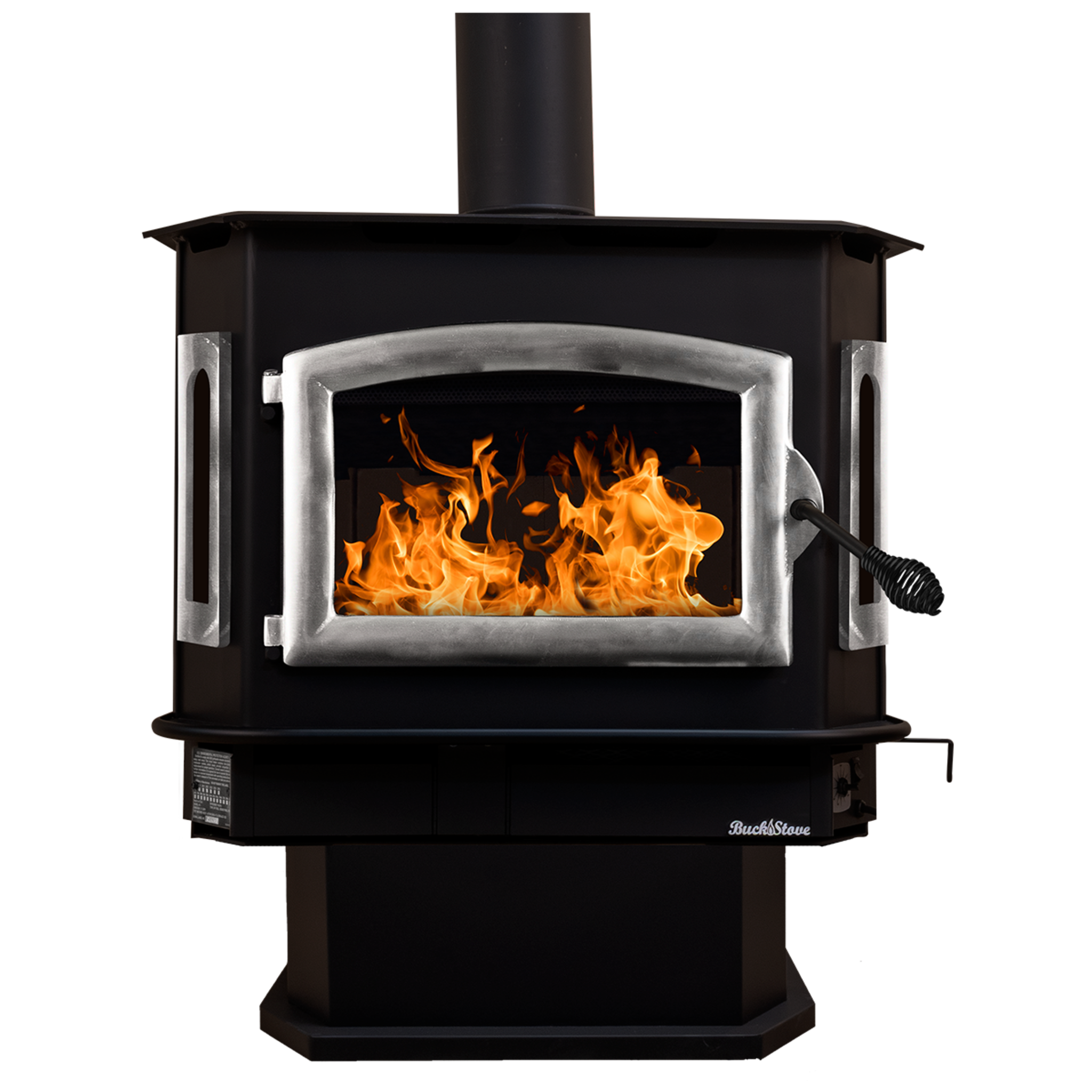 Model 81 Non-Catalytic Wood Stove with Pewter Door & Black Bay Windows