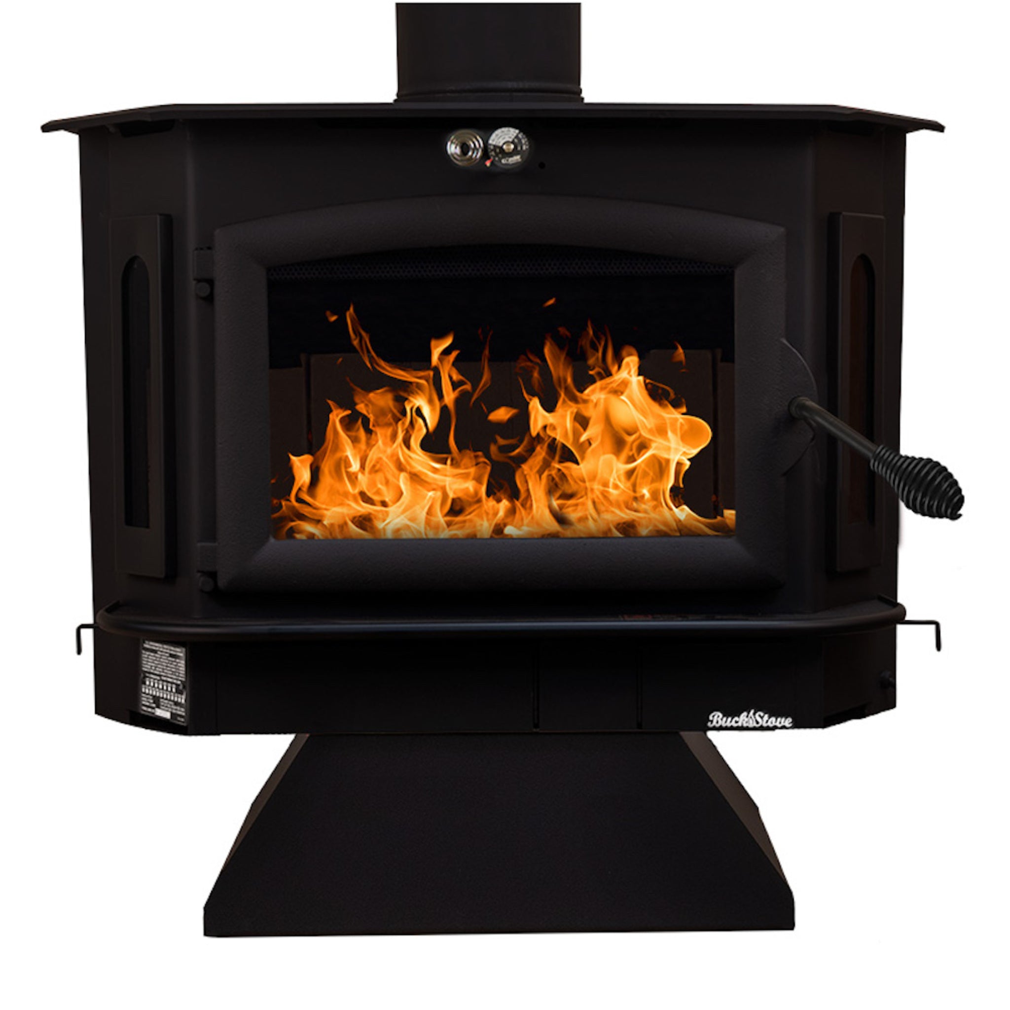 Model 91 Catalytic Wood Stove with Black Door & Black Bay Windows