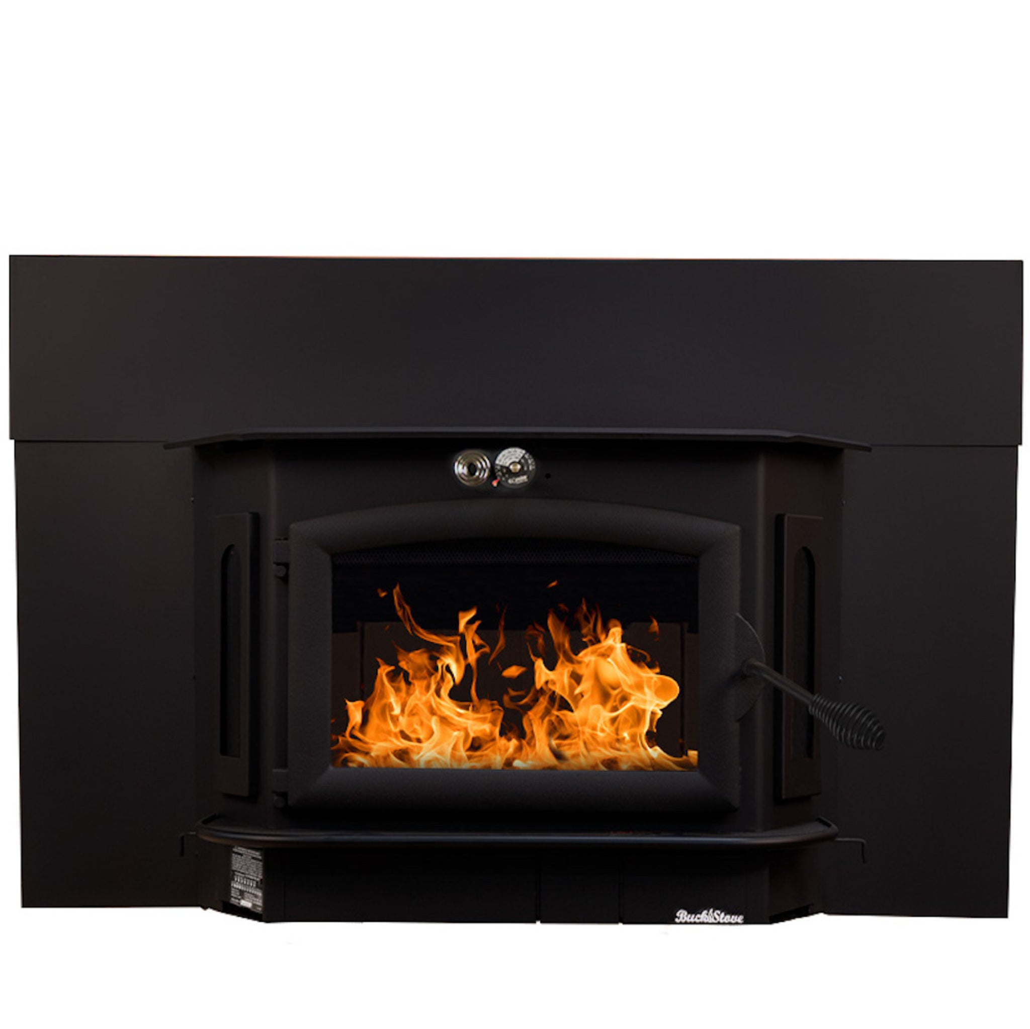 Model 91 Catalytic Wood Stove with Black Door & Black Bay Windows