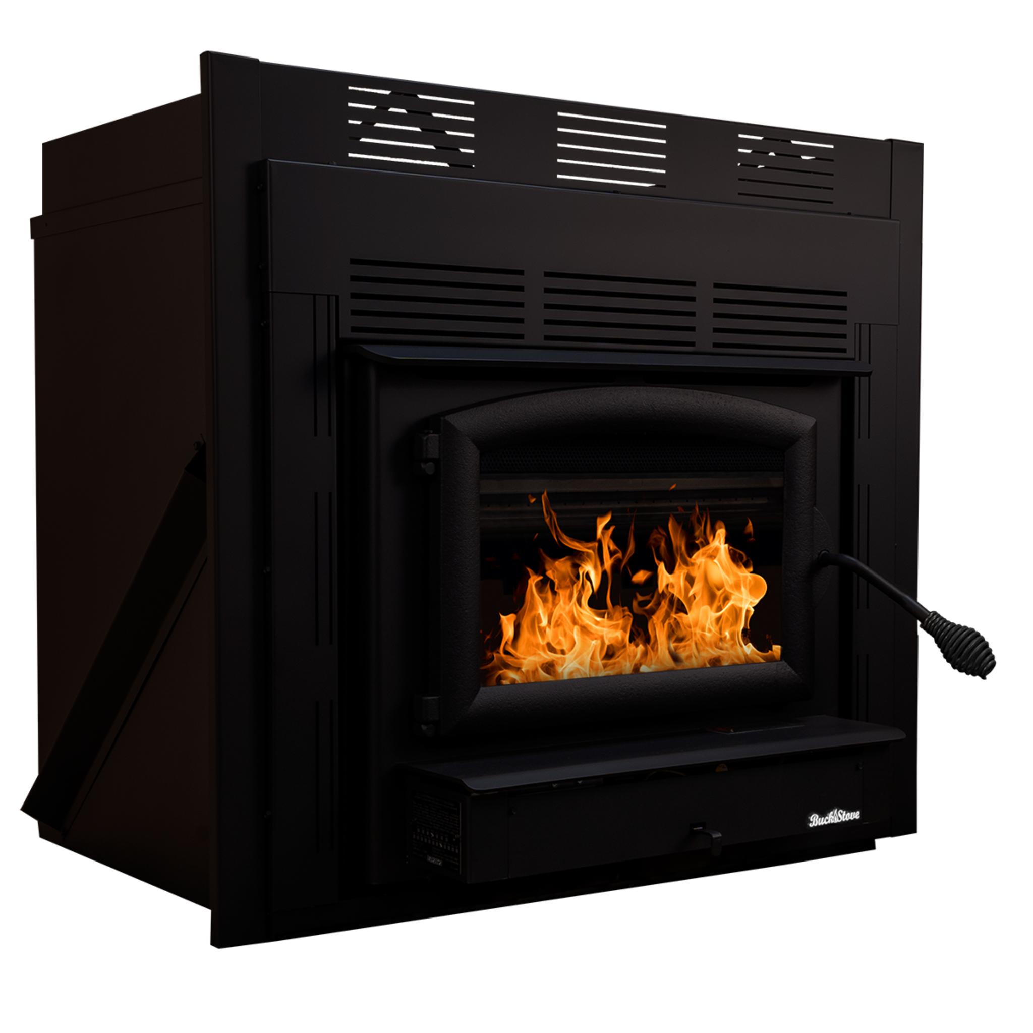 Model Zero-Clearance 74 Non-Catalytic Wood Stove with Black Door & Standard Blower Assembly