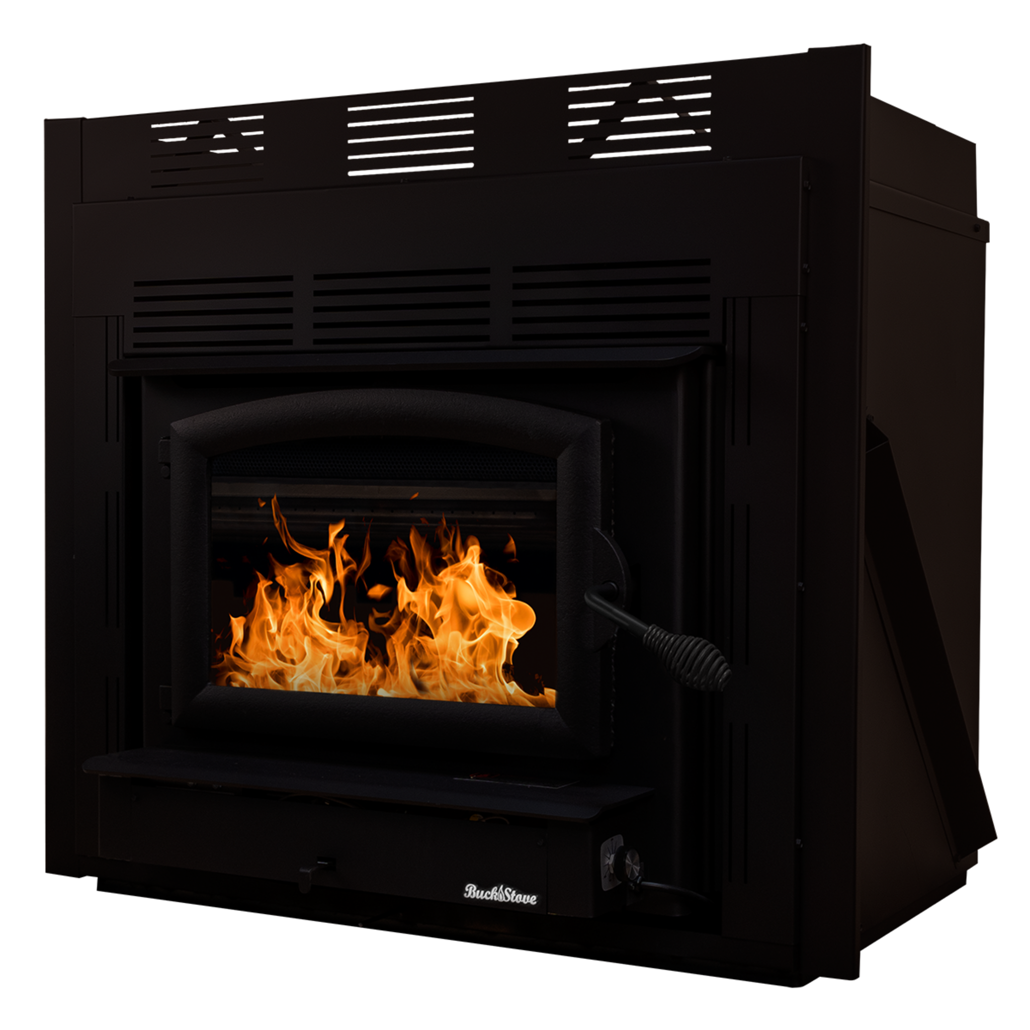 Model Zero-Clearance 74 Non-Catalytic Wood Stove with Black Door & Standard Blower Assembly